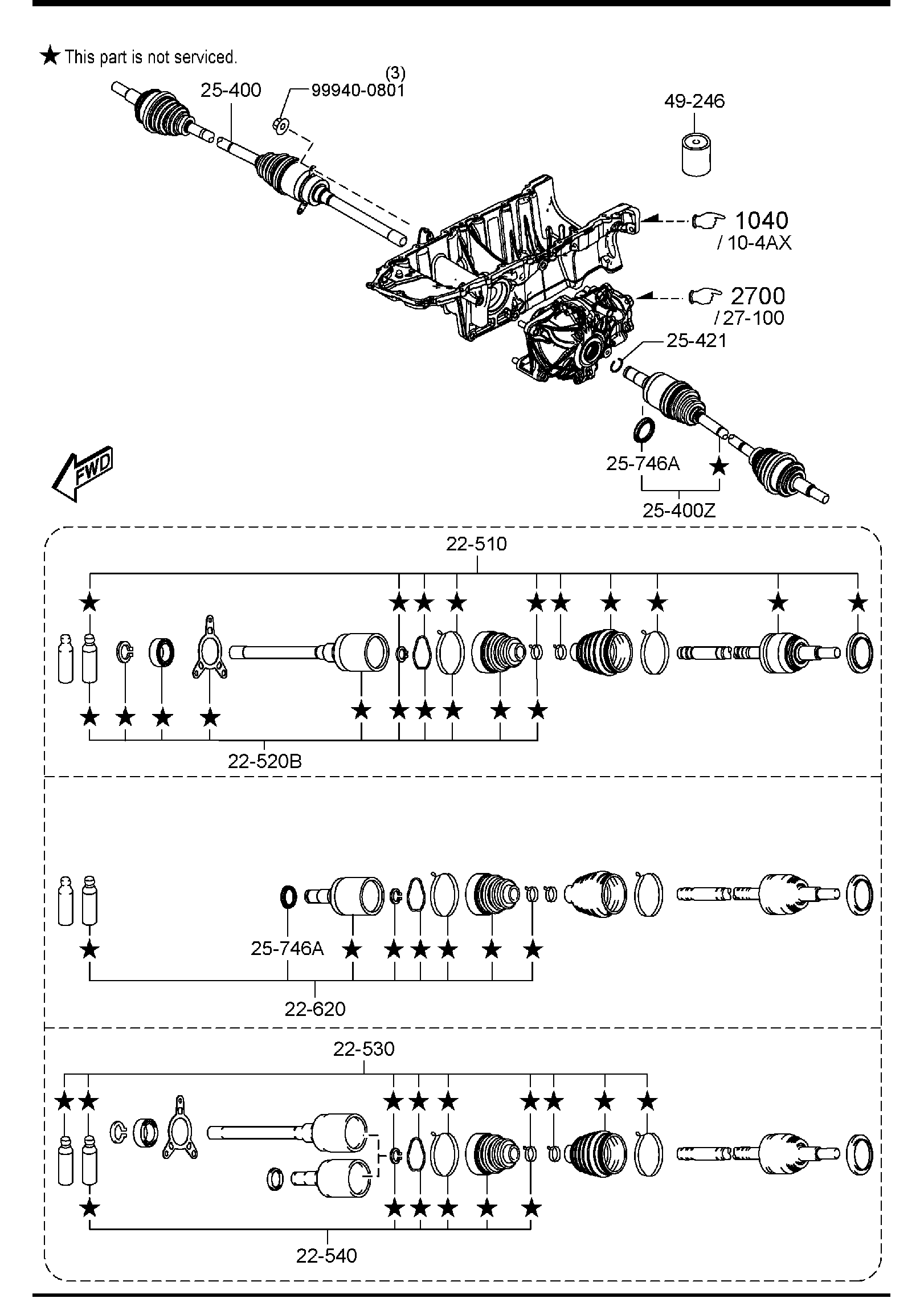 Diagram FRONT DRIVE SHAFTS for your 2007 Mazda B4000   