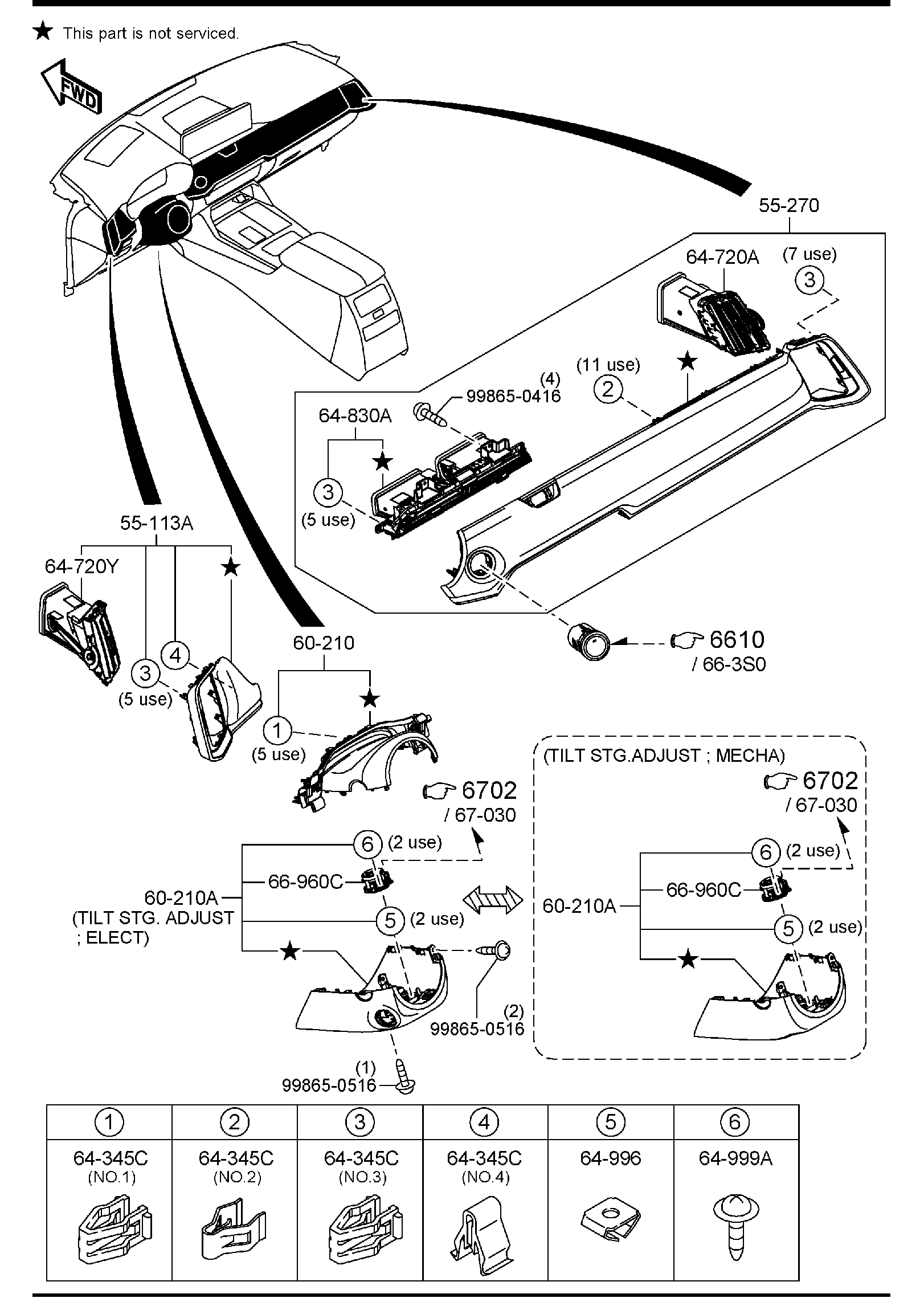 Diagram DASHBOARD EQUIPMENTS for your Mazda