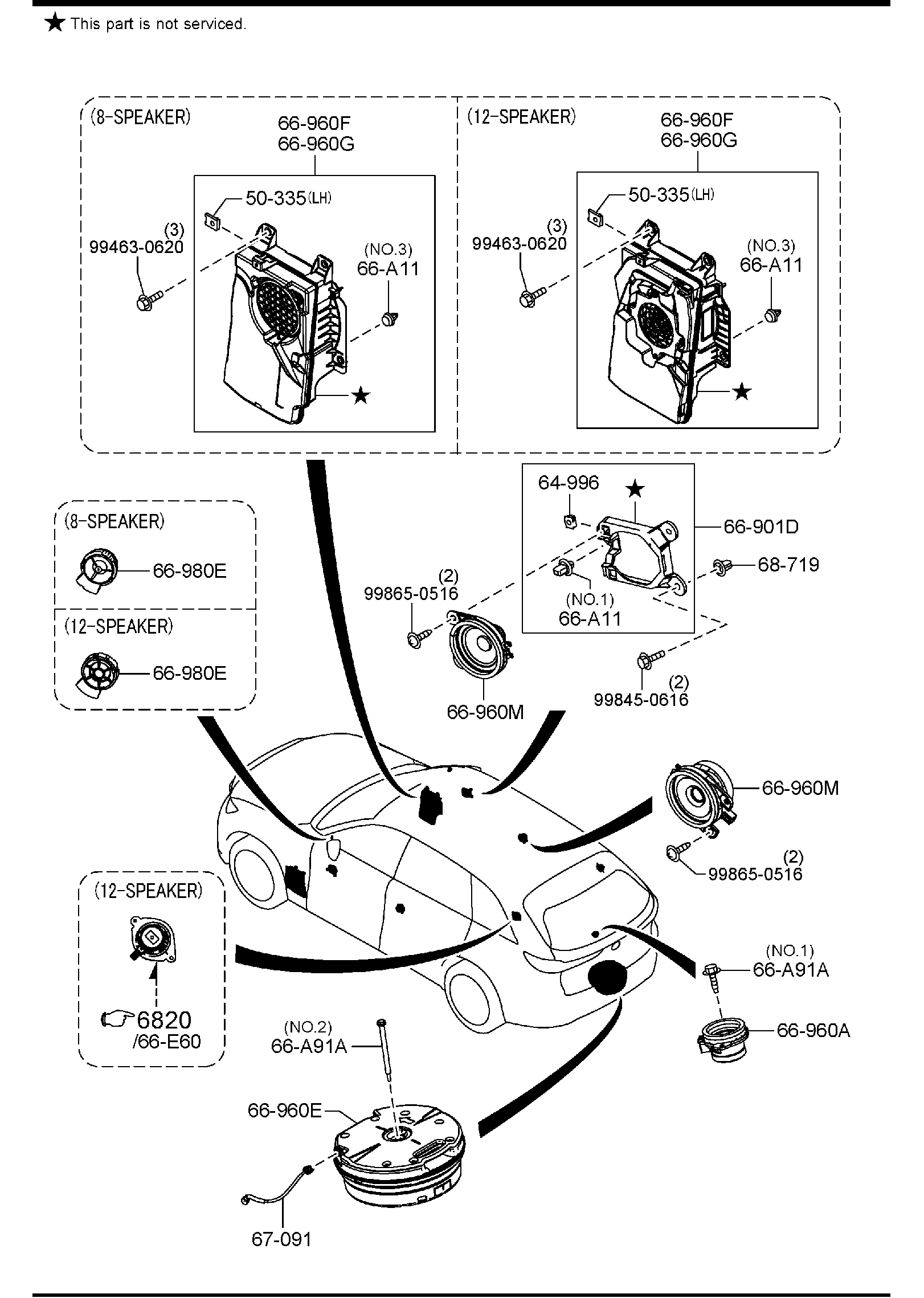 Diagram AUDIO SYSTEMS (ANTENNA & SPEAKER) for your 2022 Mazda Mazda3   
