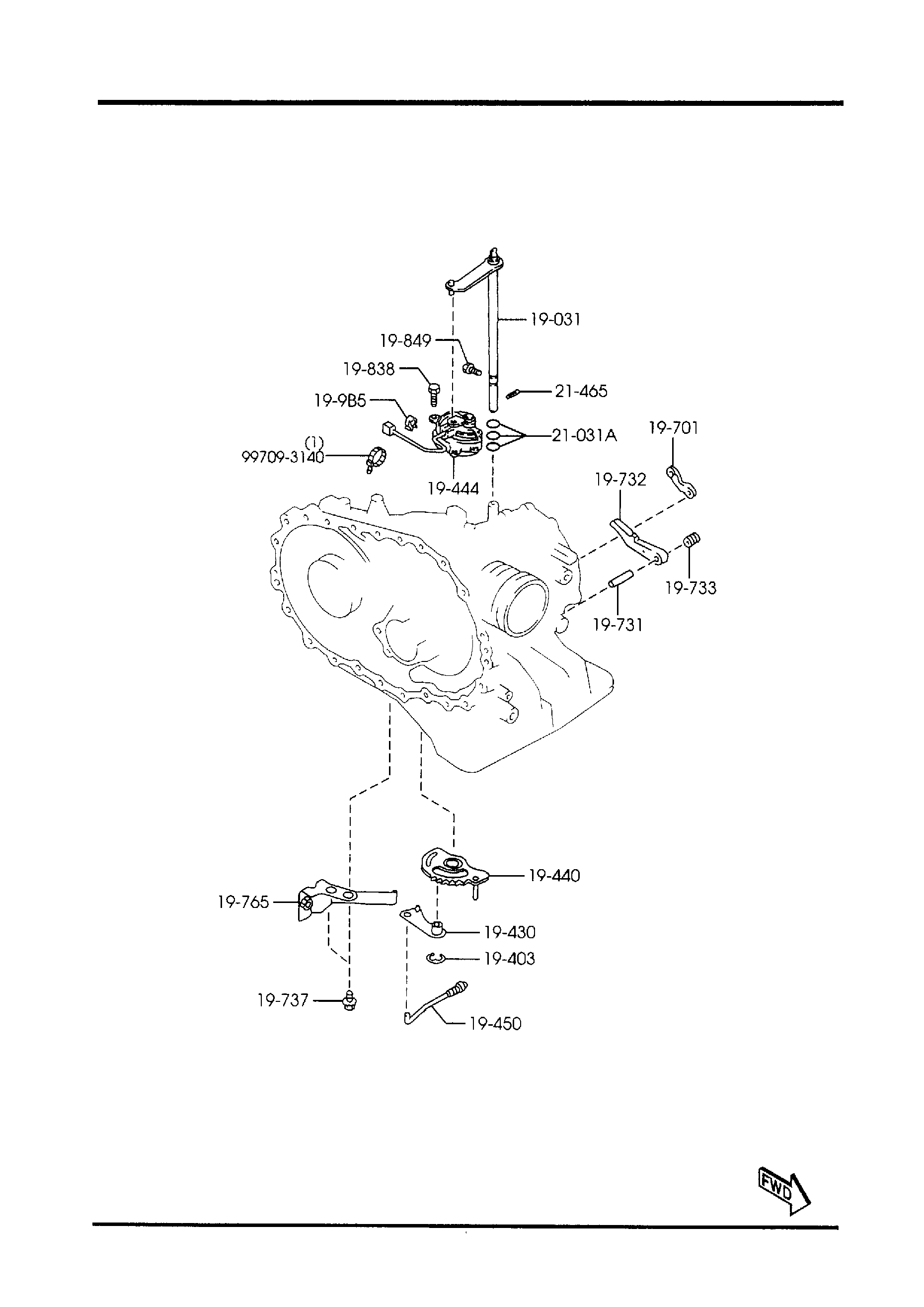 Diagram AUTOMATIC TRANSMISSION MANUAL LINKAGE SYSTEM (2300CC) for your 1999 Mazda B2500   