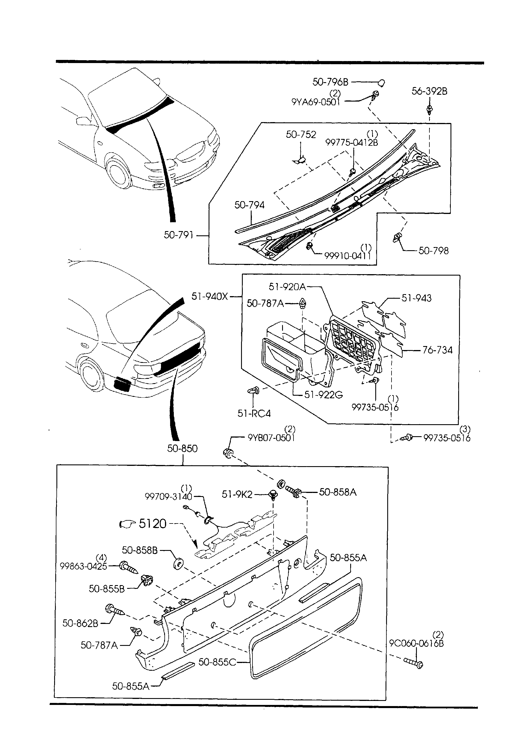 Diagram COWL & EXTRACTOR GRILLES for your 2010 Mazda CX-9 3.7L AT 4WD GRAND TOUR 