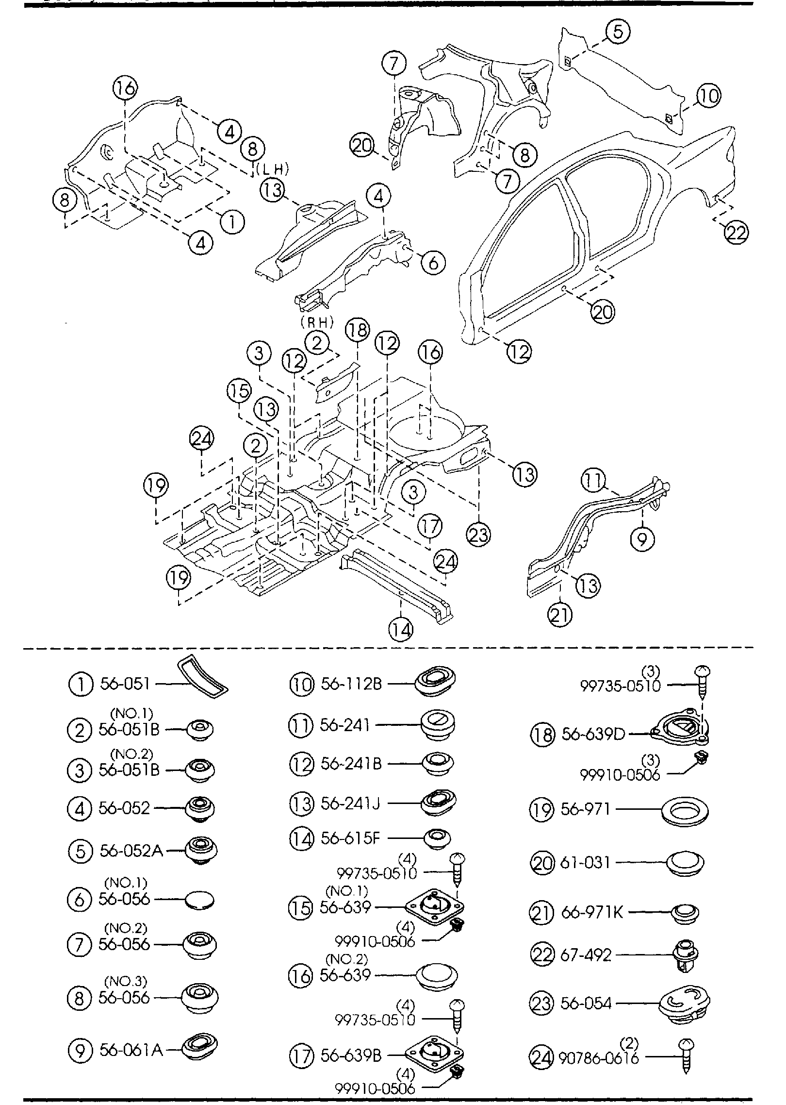 Diagram FLOOR ATTACHMENTS (HOLE COVERS) for your Mazda