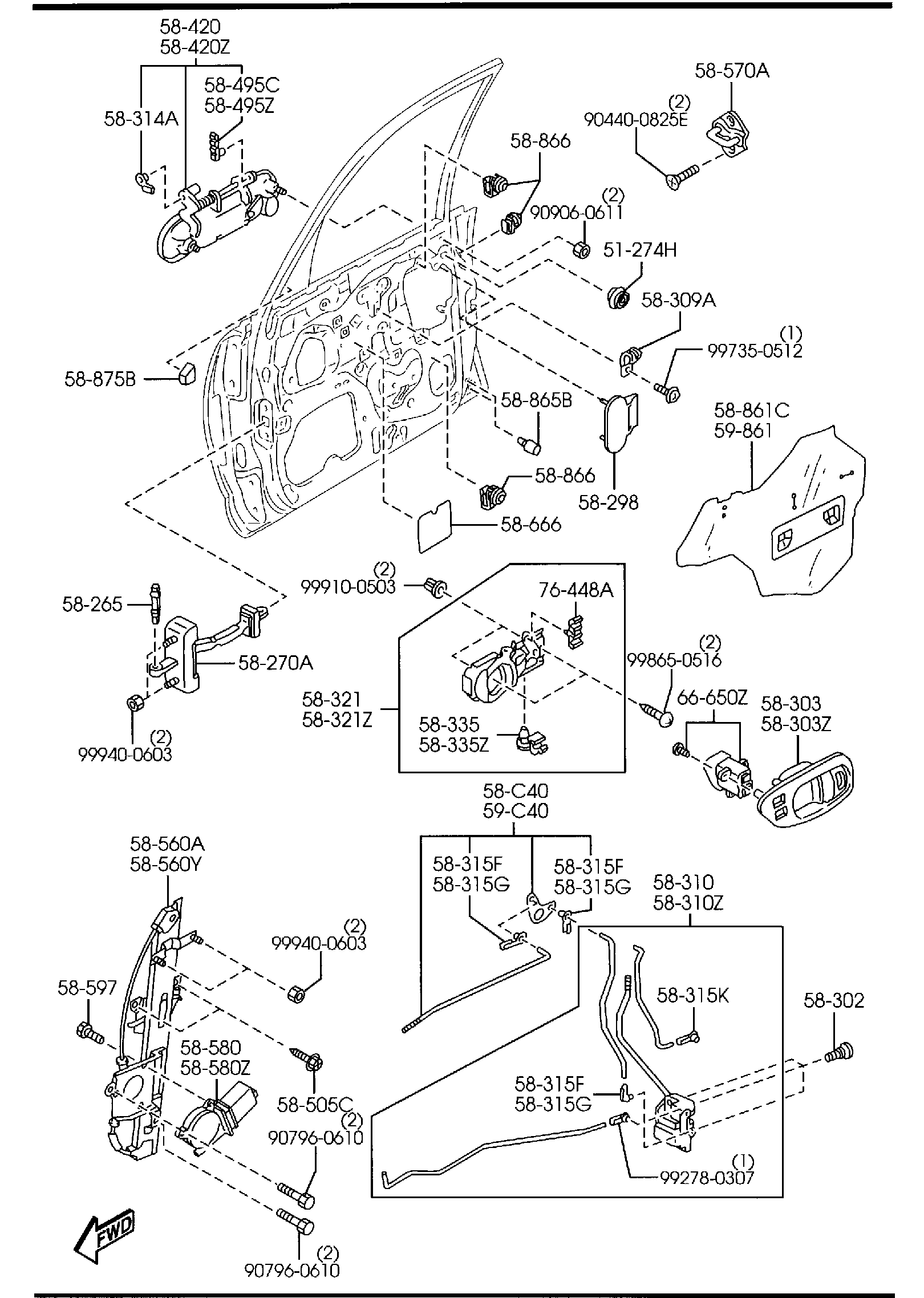 Diagram FRONT DOOR MECHANISMS for your 2009 Mazda B3000   