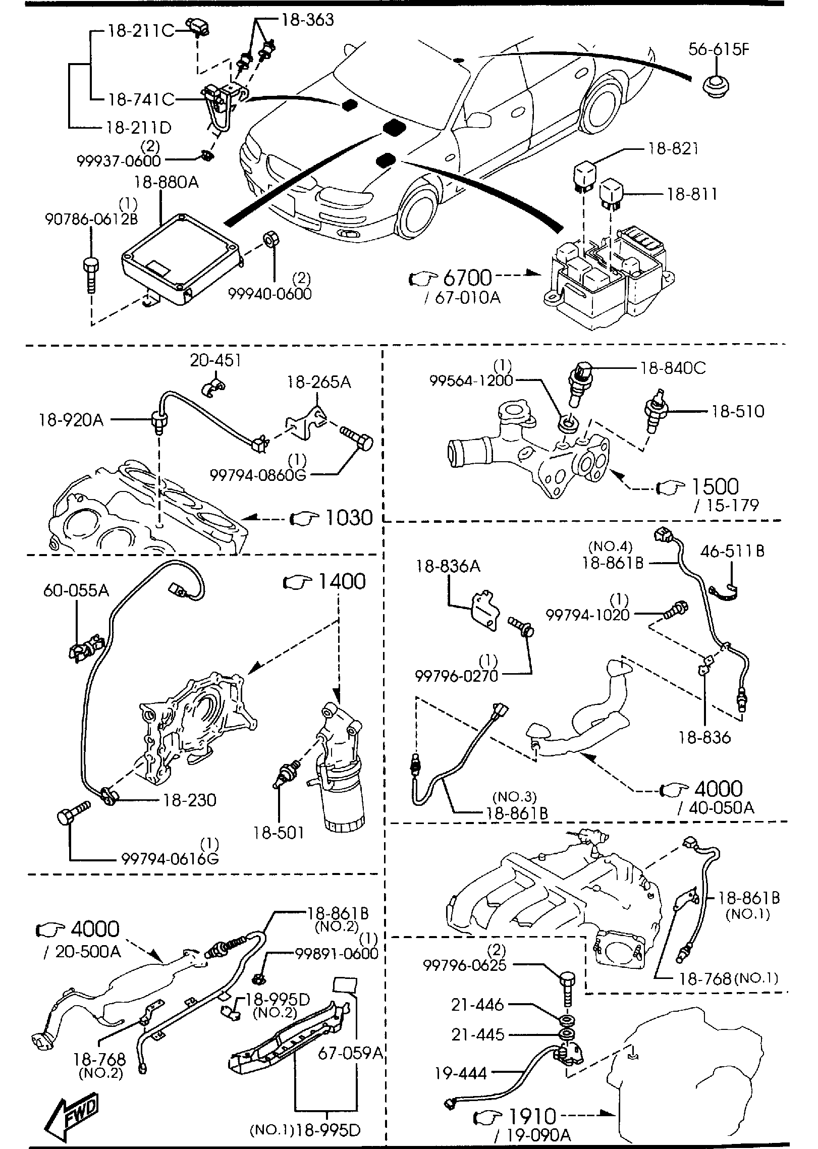 Diagram ENGINE SWITCHES & RELAY (2500CC) for your 1990 Mazda MPV  BASE 
