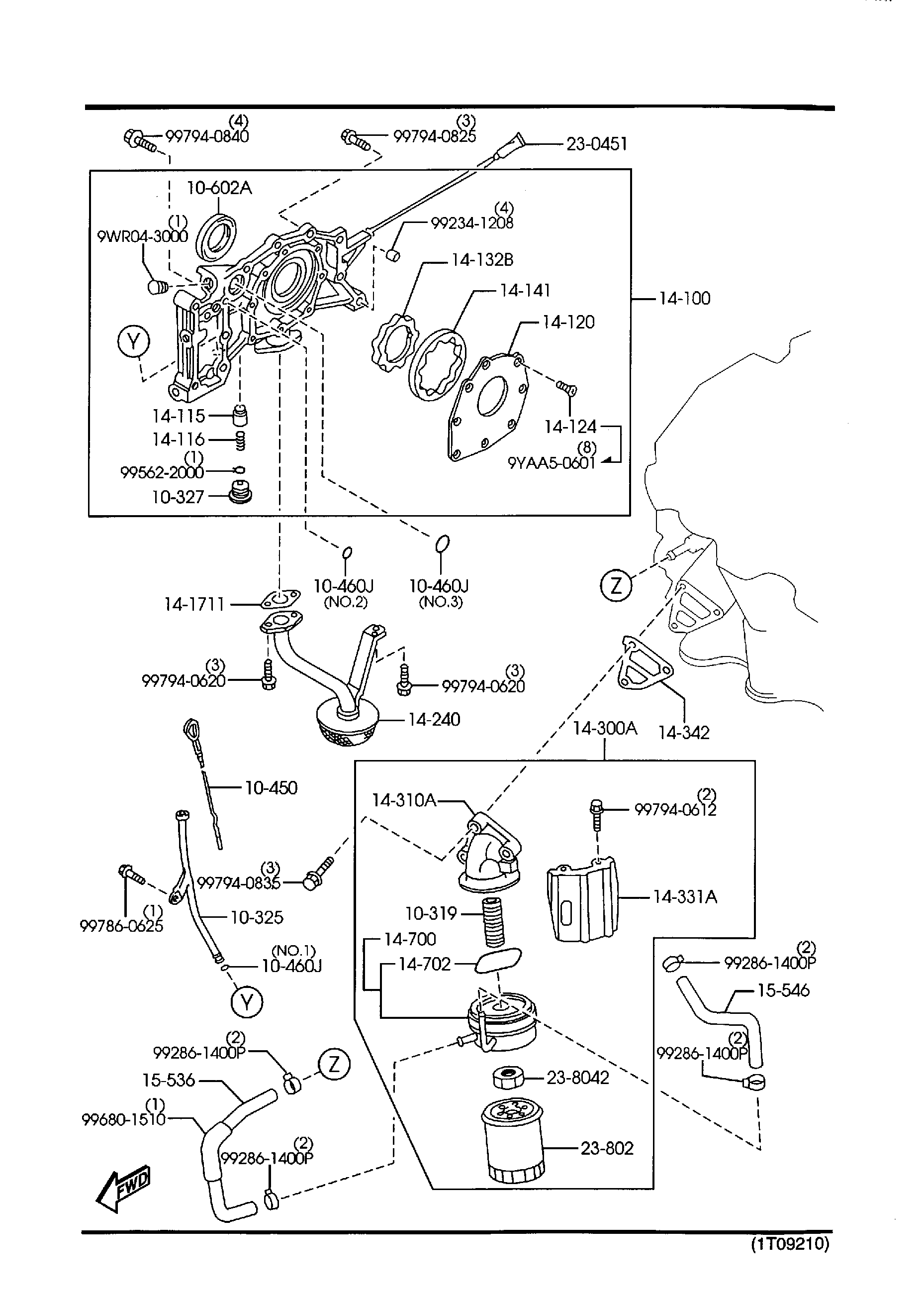 Diagram OIL PUMP & FILTER (2300CC) for your 2006 Mazda MX-5 Miata   