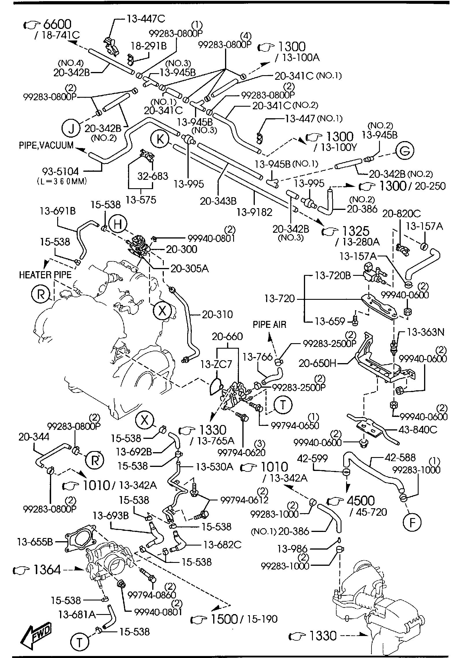 Diagram EMISSION CONTROL SYSTEM (2300CC) for your Mazda