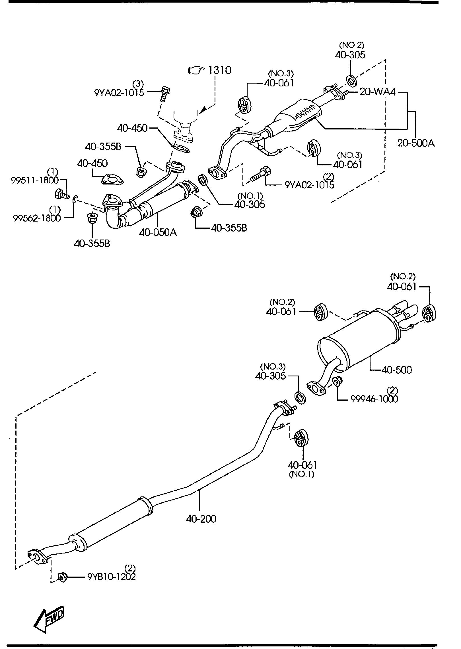 Diagram EXHAUST SYSTEM (2300CC) for your 2013 Mazda MX-5 Miata  Club 