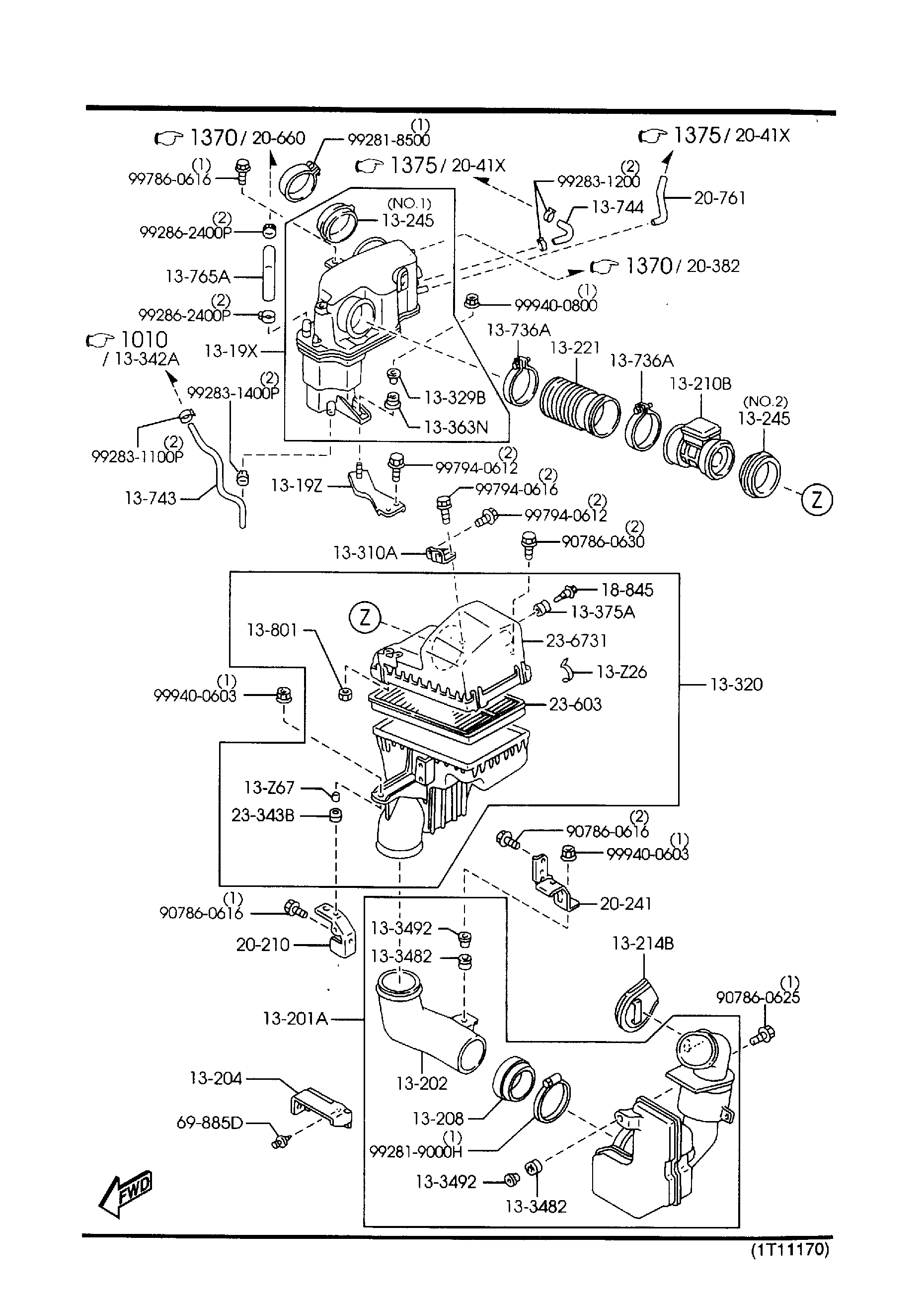 Diagram AIR CLEANER (2300CC) for your 2001 Mazda Protege 2.0L AT SEDAN ES L 