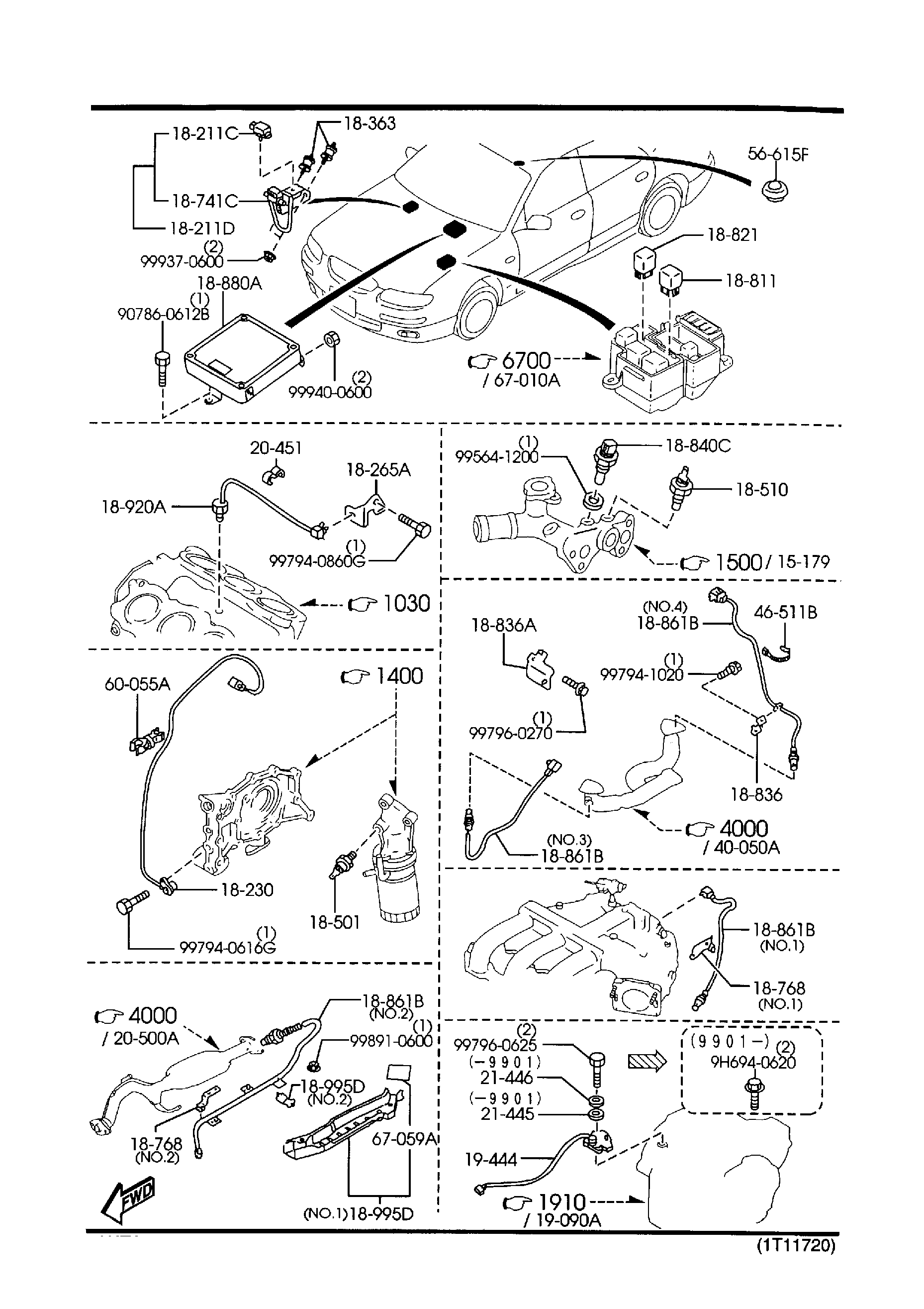 Diagram ENGINE SWITCHES & RELAY (2500CC) for your 1999 Mazda Millenia   