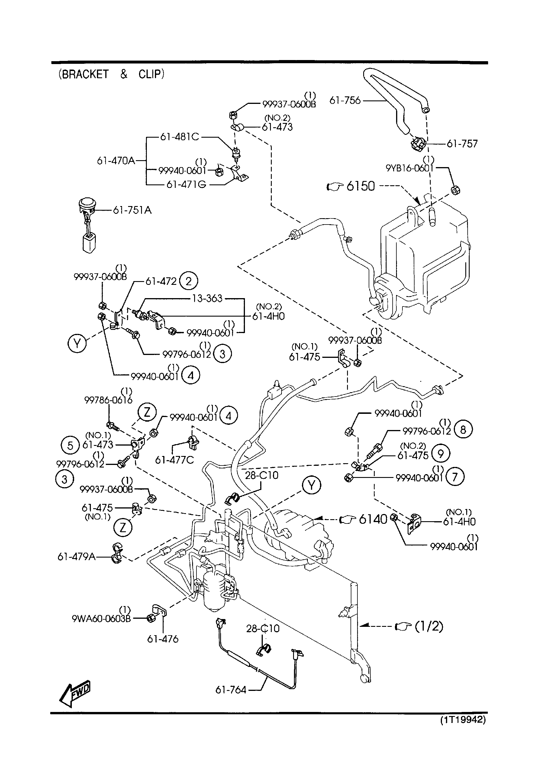Diagram AIR CONDITIONER (2300CC) for your 1997 Mazda Millenia   