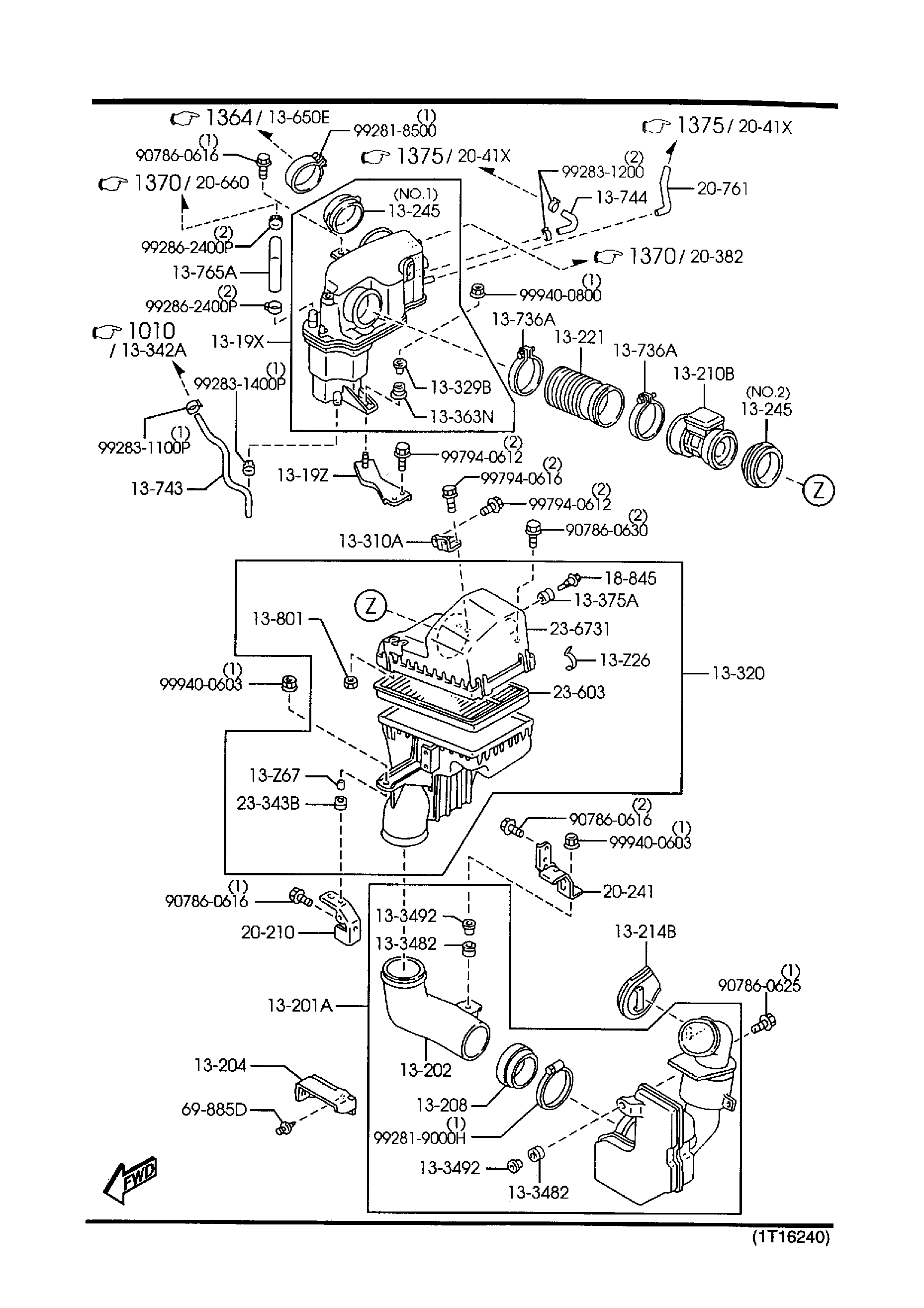Diagram AIR CLEANER (2300CC) for your 2001 Mazda Protege 2.0L AT SEDAN ES L 