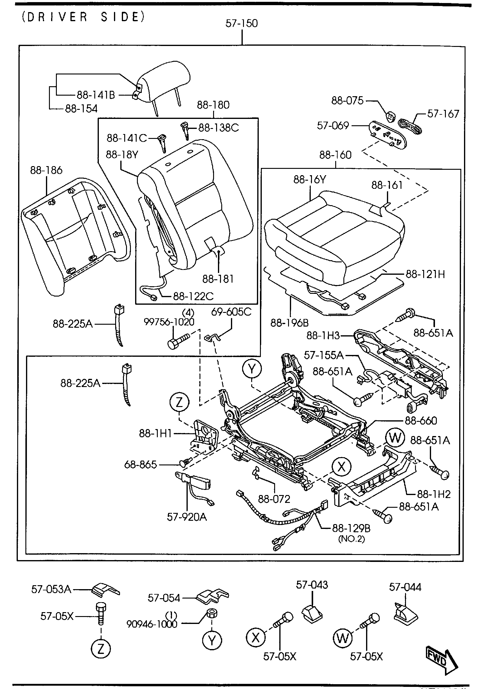 Diagram FRONT SEATS for your Mazda