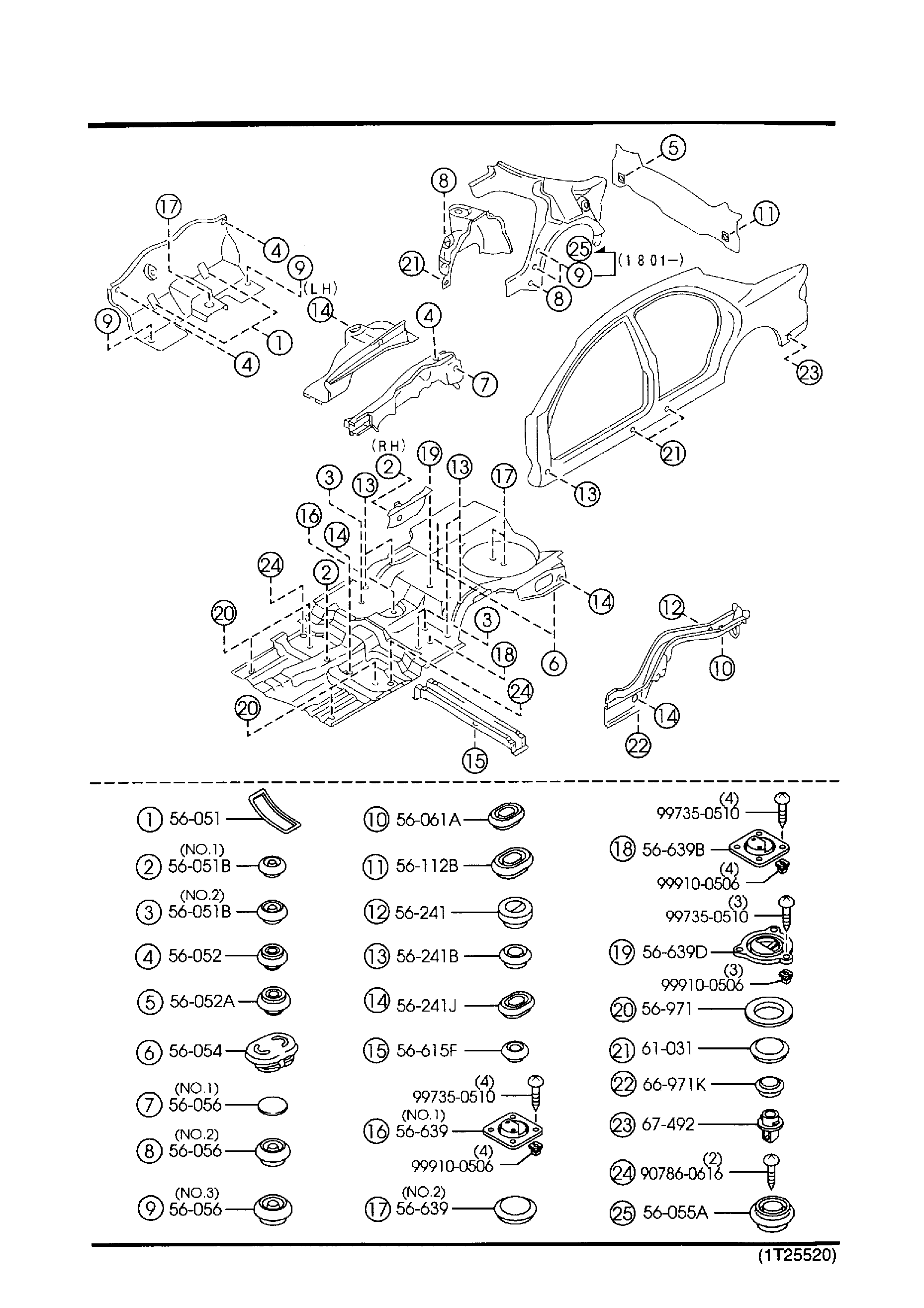 Diagram FLOOR ATTACHMENTS (HOLE COVERS) for your Mazda