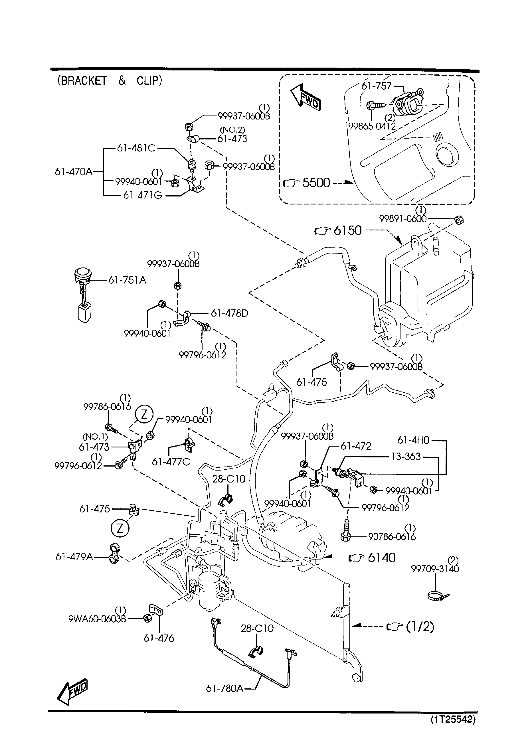 Diagram AIR CONDITIONER (2500CC) for your 2003 Mazda MPV   