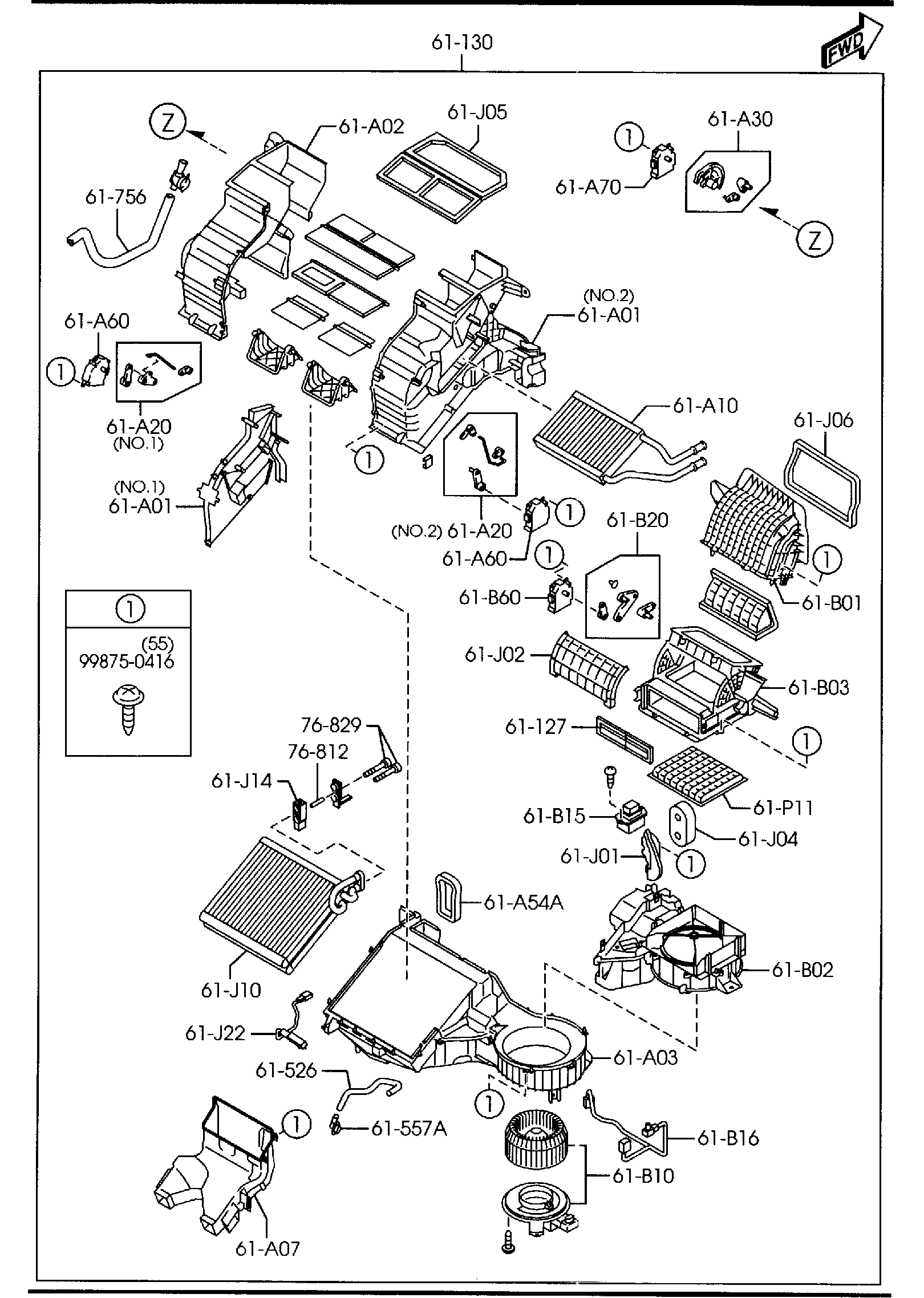 Full size assembly image of FRONT HEATER UNIT COMPONENTS (1/1)