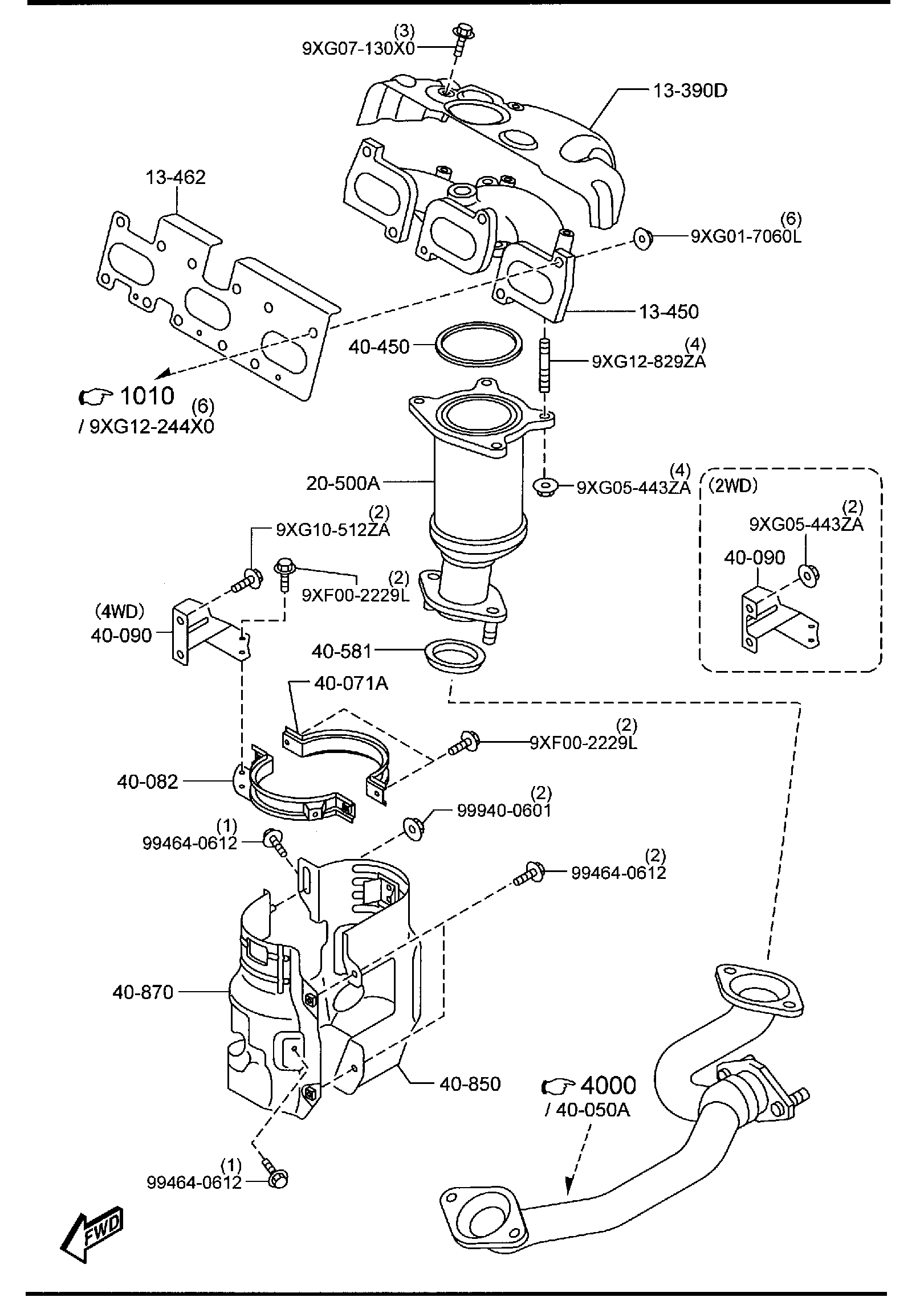 Diagram EXHAUST MANIFOLD for your 2023 Mazda CX-50  WAGON S PFP 