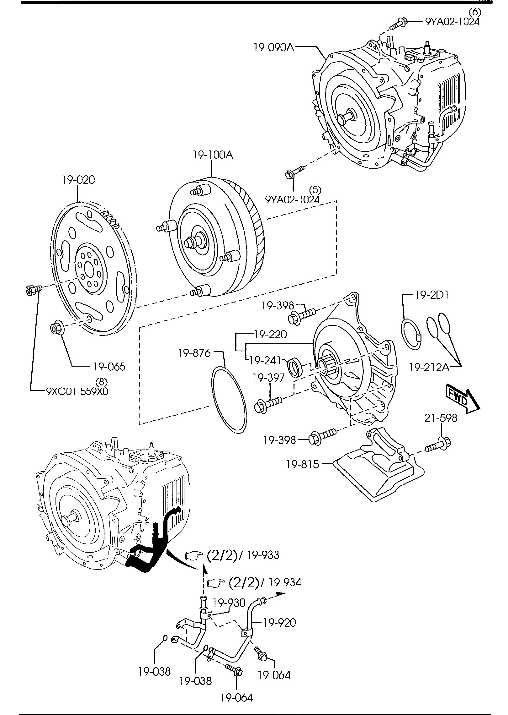 Diagram AUTOMATIC TRANSMISSION TORQUE CONVERTER, OIL PUMP & PIPINGS for your Mazda