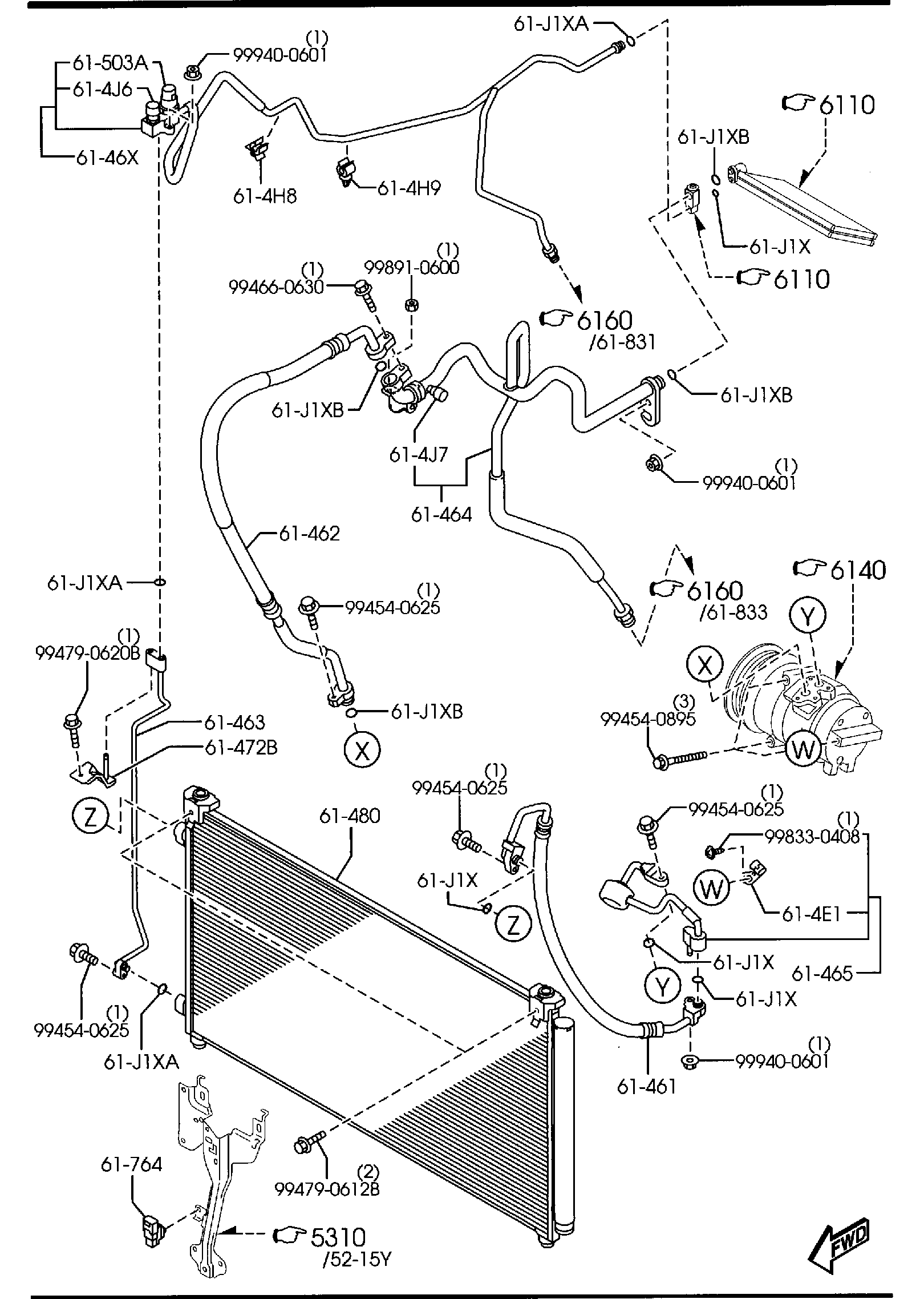 Diagram FRONT AIR CONDITIONER for your 1997 Mazda Millenia   