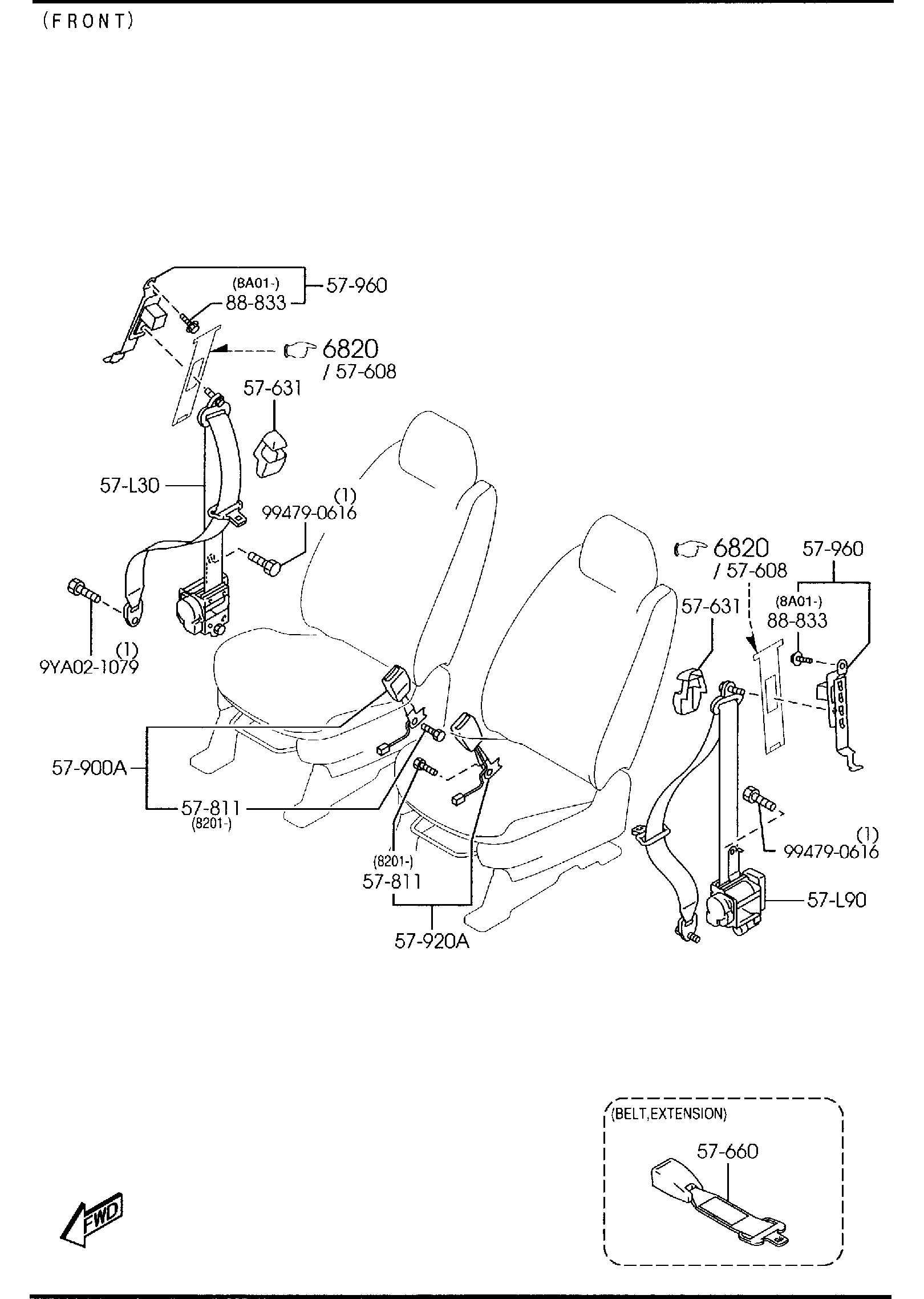 Diagram SEAT BELTS for your 2016 Mazda CX-5   