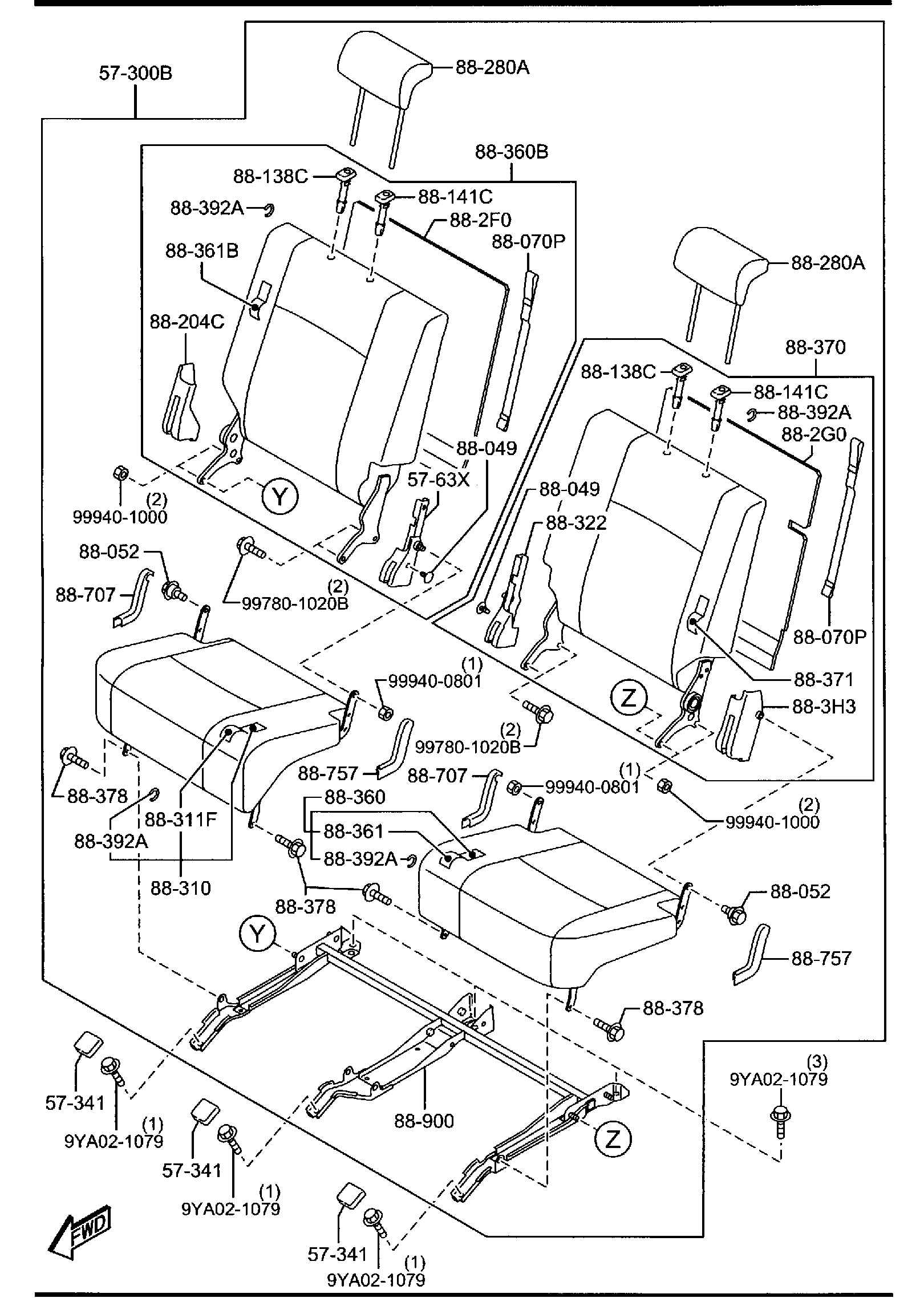 Full size assembly image of REAR NO.2 SEAT (1/1)