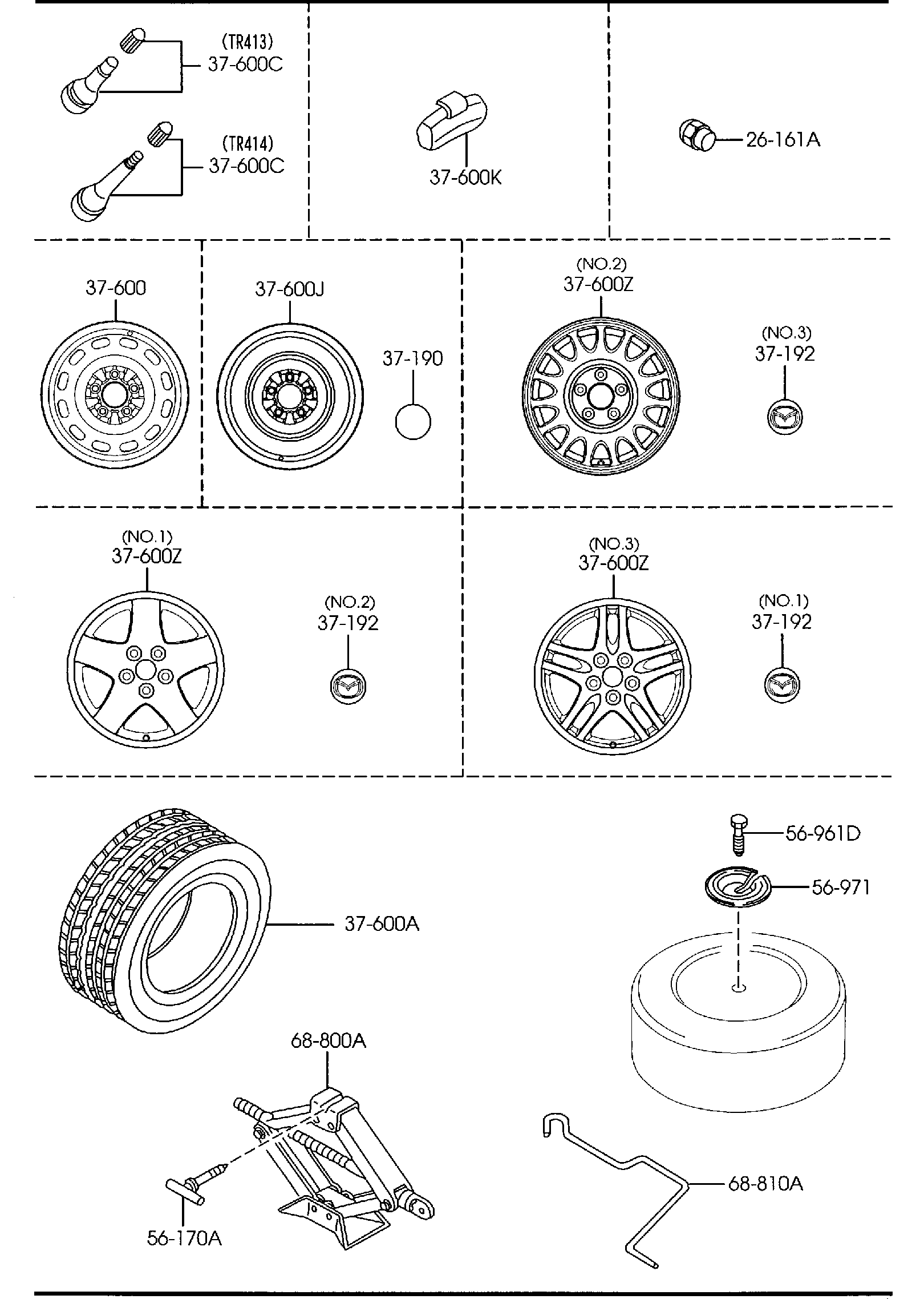 Diagram DISC WHEELS,TIRES & JACK for your 2016 Mazda Mazda3 2.0L AT 2WD HATCHBACK ITR (VIN Begins: 3MZ) 
