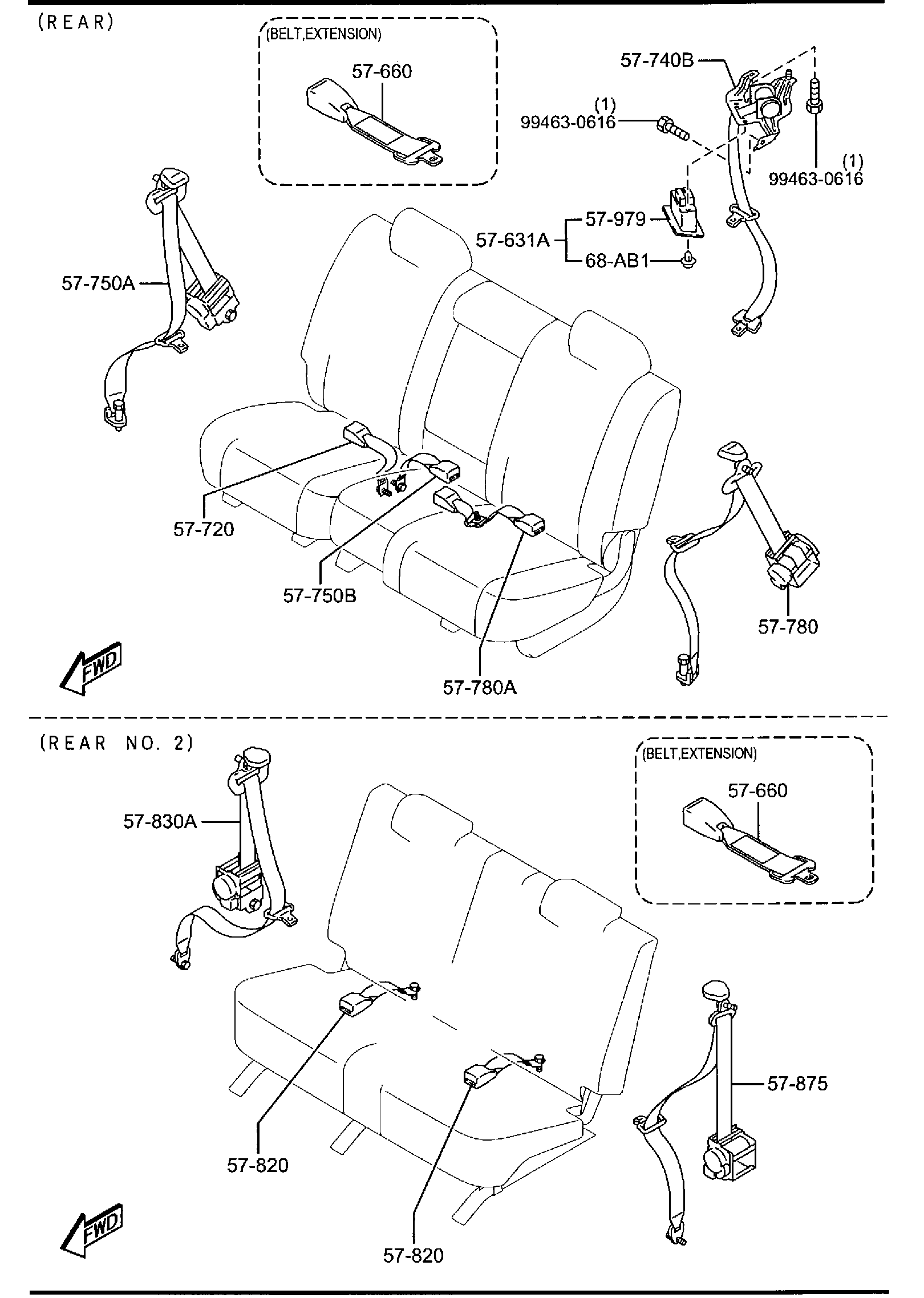 Diagram SEAT BELTS for your 2016 Mazda CX-5   