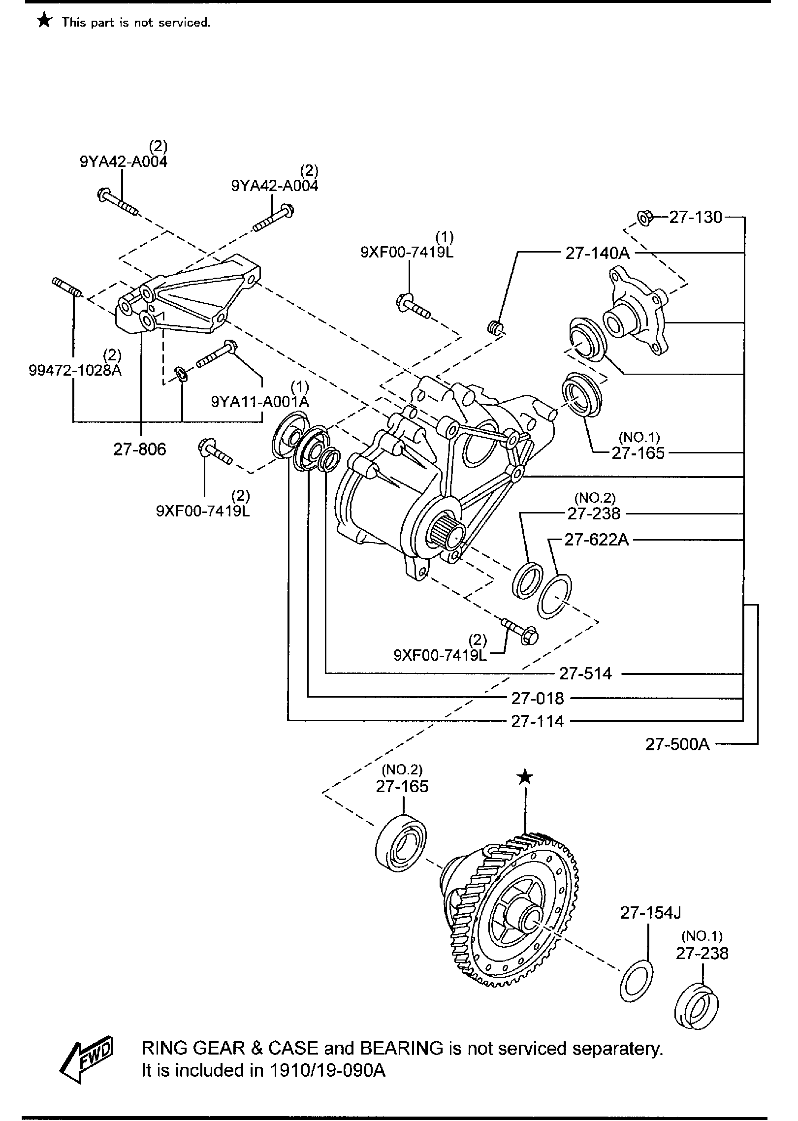 Diagram FRONT DIFFERENTIALS (4WD) for your 2012 Mazda Mazda5 2.5L MT 2WD SPORT WAGON 