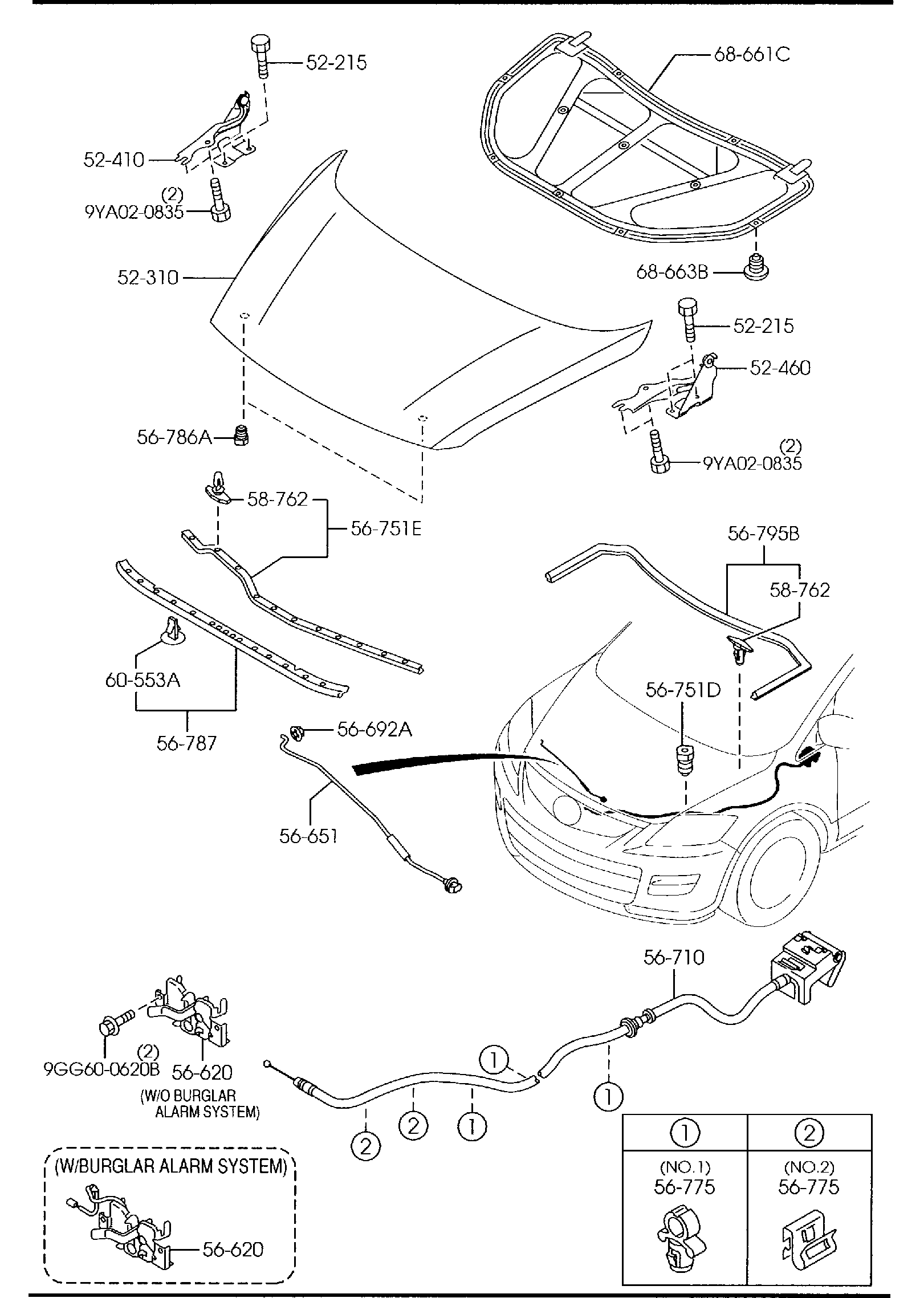 Diagram BONNET for your Mazda