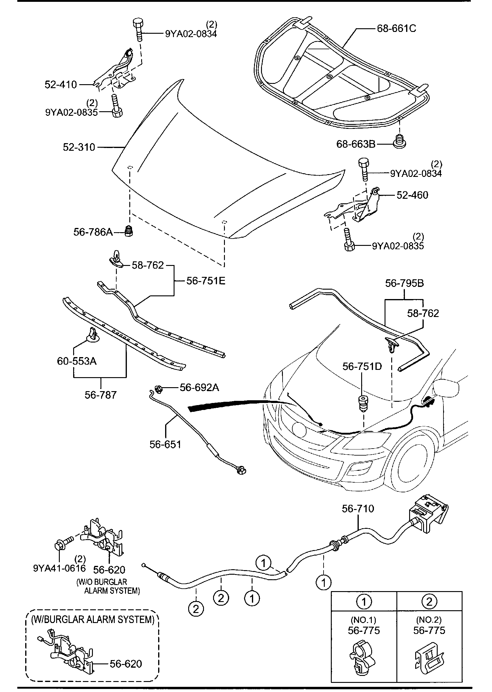 Diagram BONNET for your Mazda