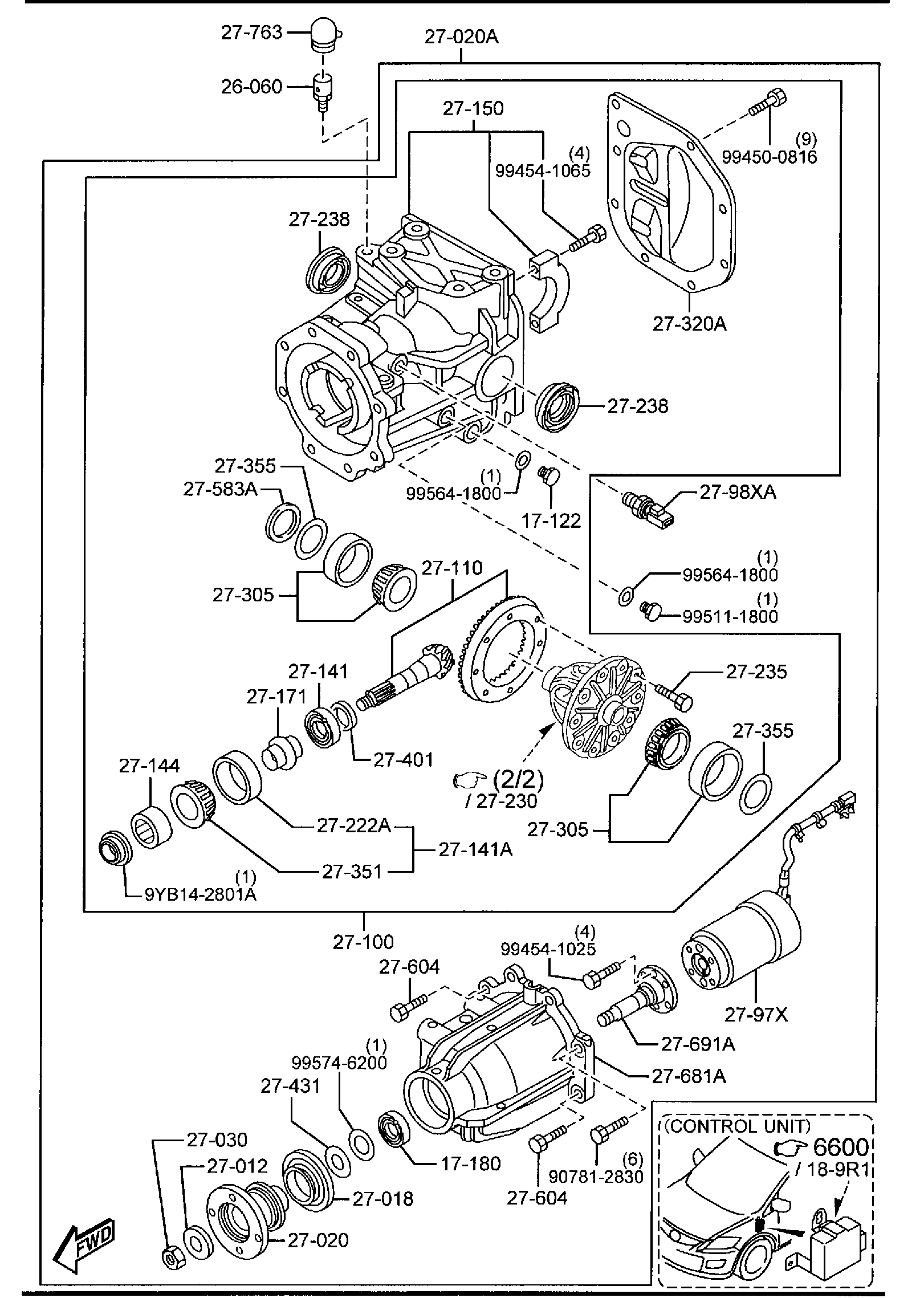 Diagram REAR DIFFERENTIALS (4WD) for your 2013 Mazda MX-5 Miata  Club 