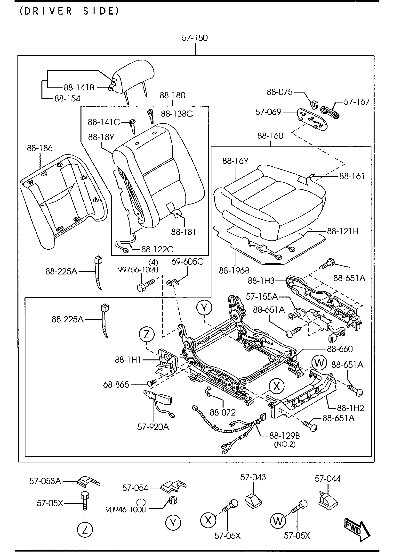 Diagram FRONT SEATS for your 2019 Mazda Mazda3   