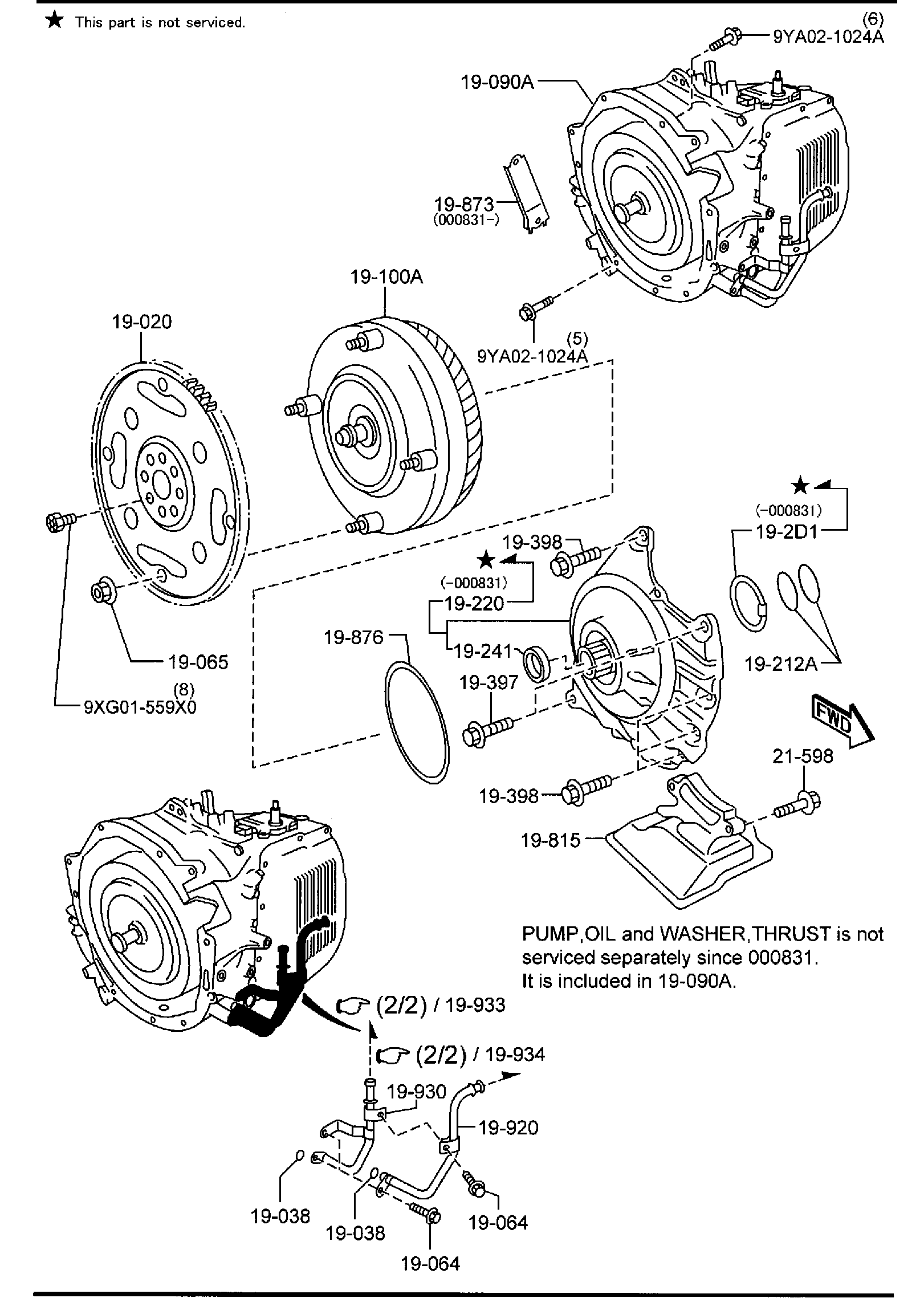 Diagram AUTOMATIC TRANSMISSION TORQUE CONVERTER, OIL PUMP & PIPINGS for your 2011 Mazda Mazda3 2.5L MT HATCHBACK SP 