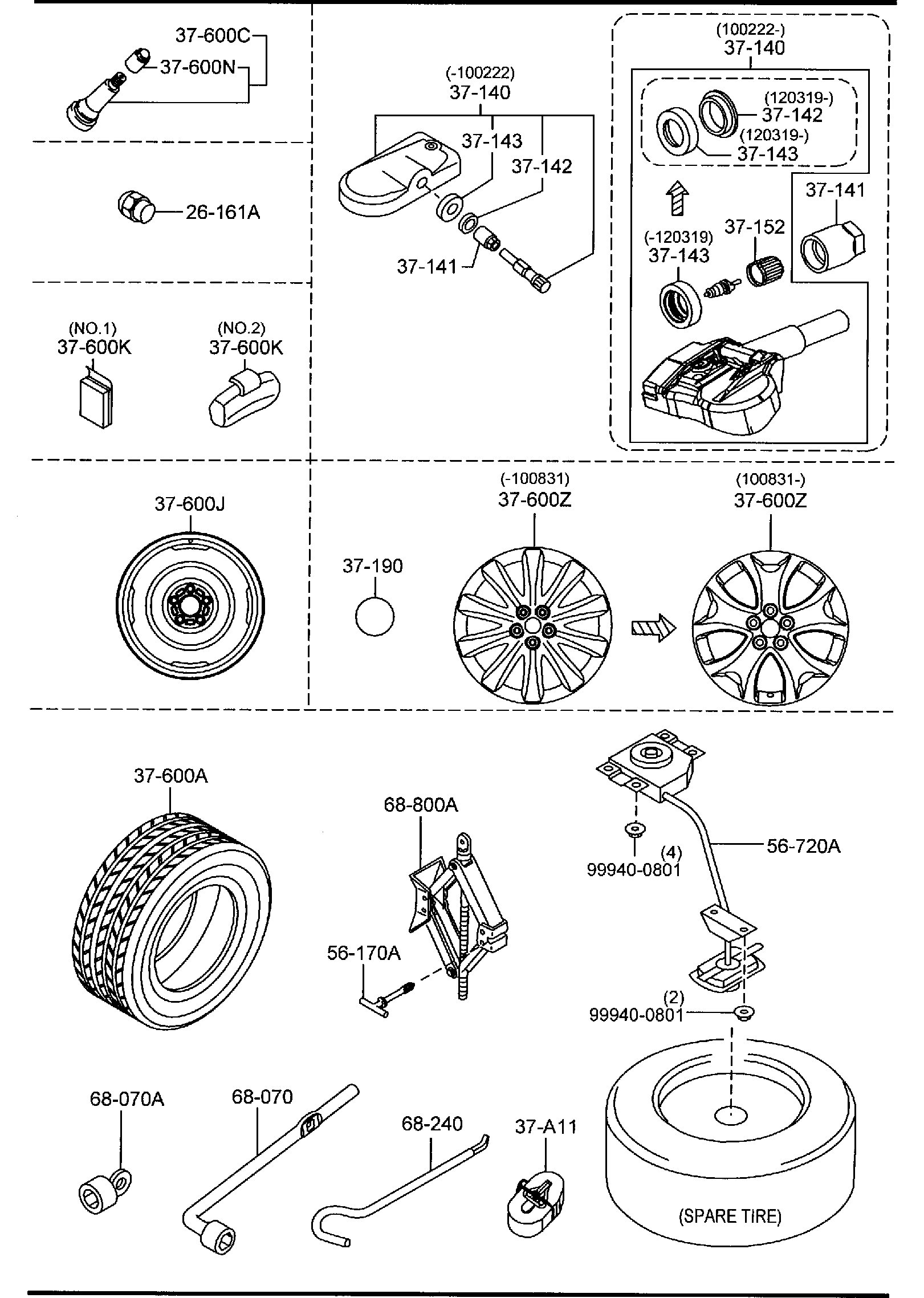 Diagram TIRES & JACK for your Mazda CX-9  