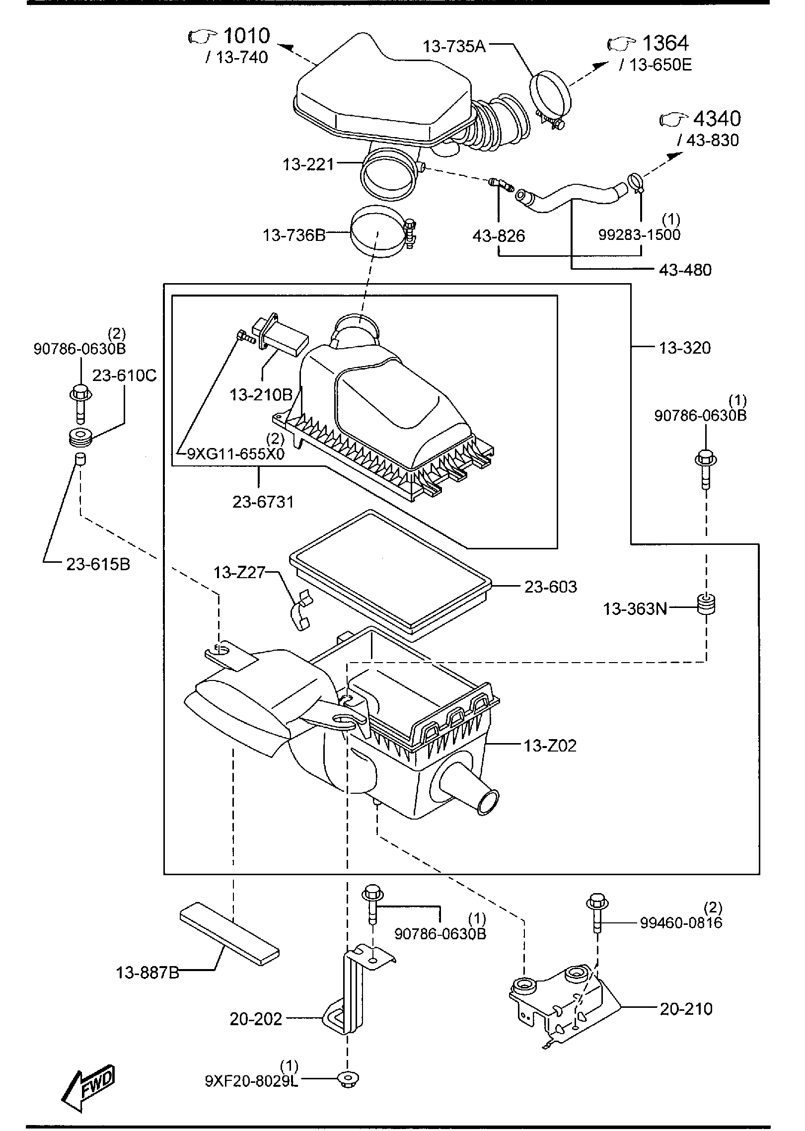 Diagram AIR CLEANER for your 2000 Mazda MX-5 Miata   