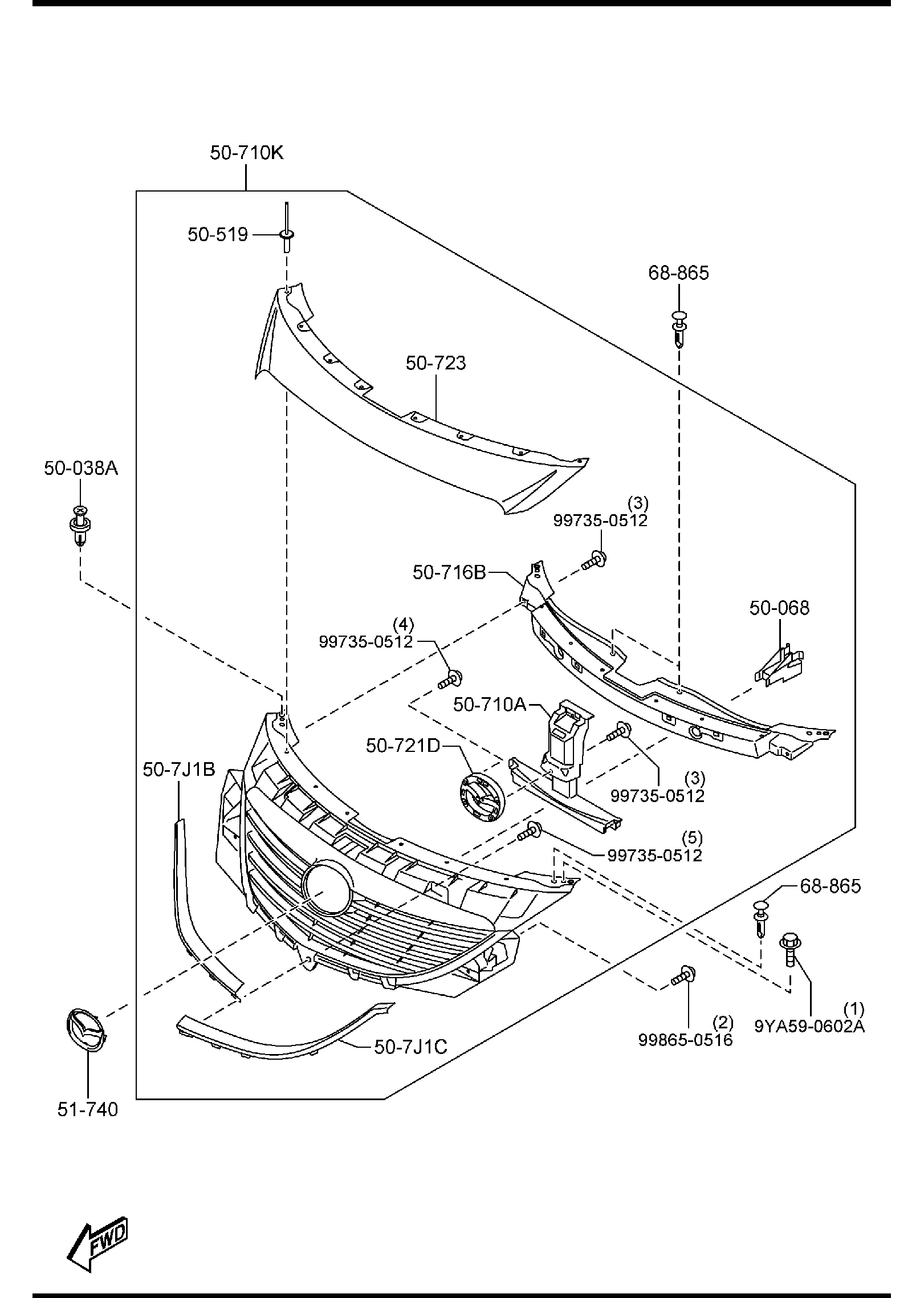 Diagram RADIATOR GRILLE for your 2022 Mazda CX-9   