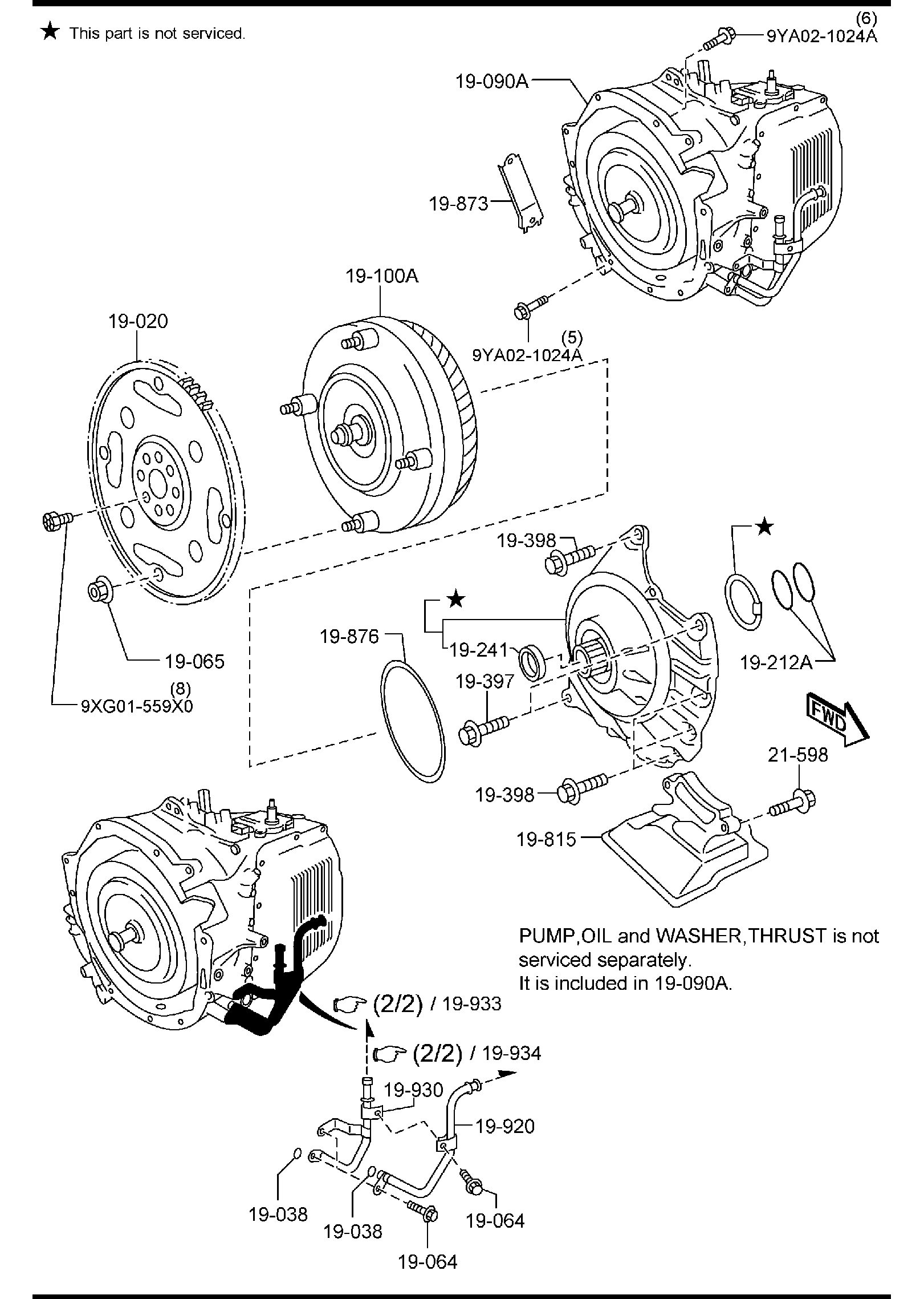 Diagram AUTOMATIC TRANSMISSION TORQUE CONVERTER, OIL PUMP & PIPINGS for your 2011 Mazda Mazda3 2.5L MT HATCHBACK SP 