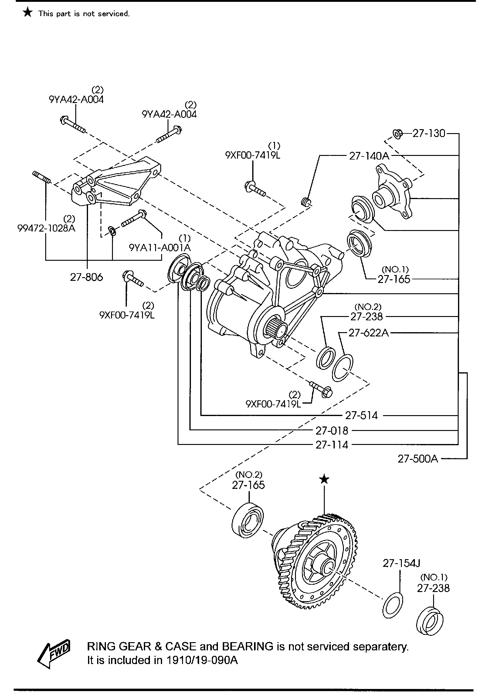 Diagram FRONT DIFFERENTIALS (4WD) for your 2014 Mazda Mazda3  SEDAN I (VIN Begins: JM1) 