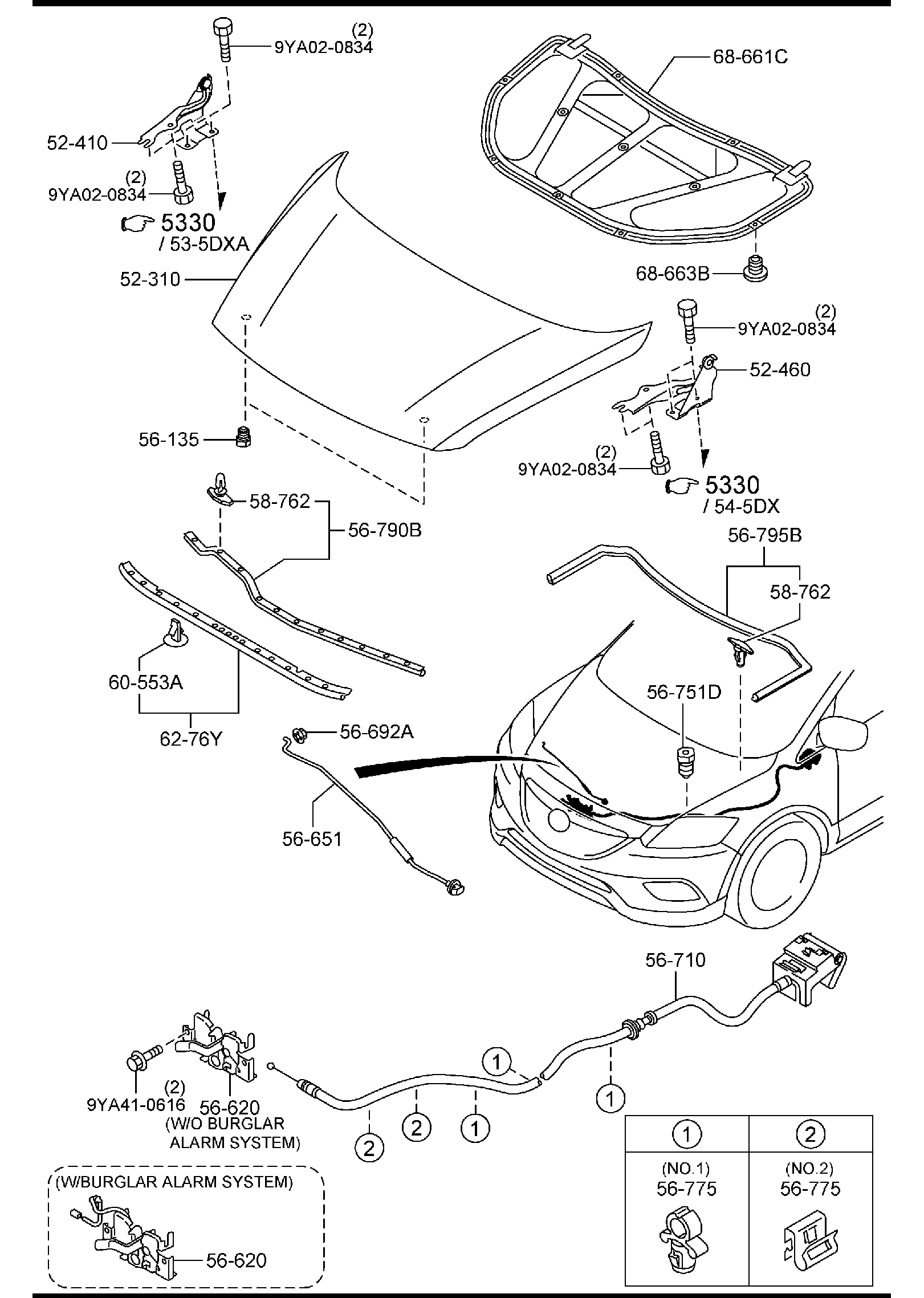 Diagram BONNET for your Mazda