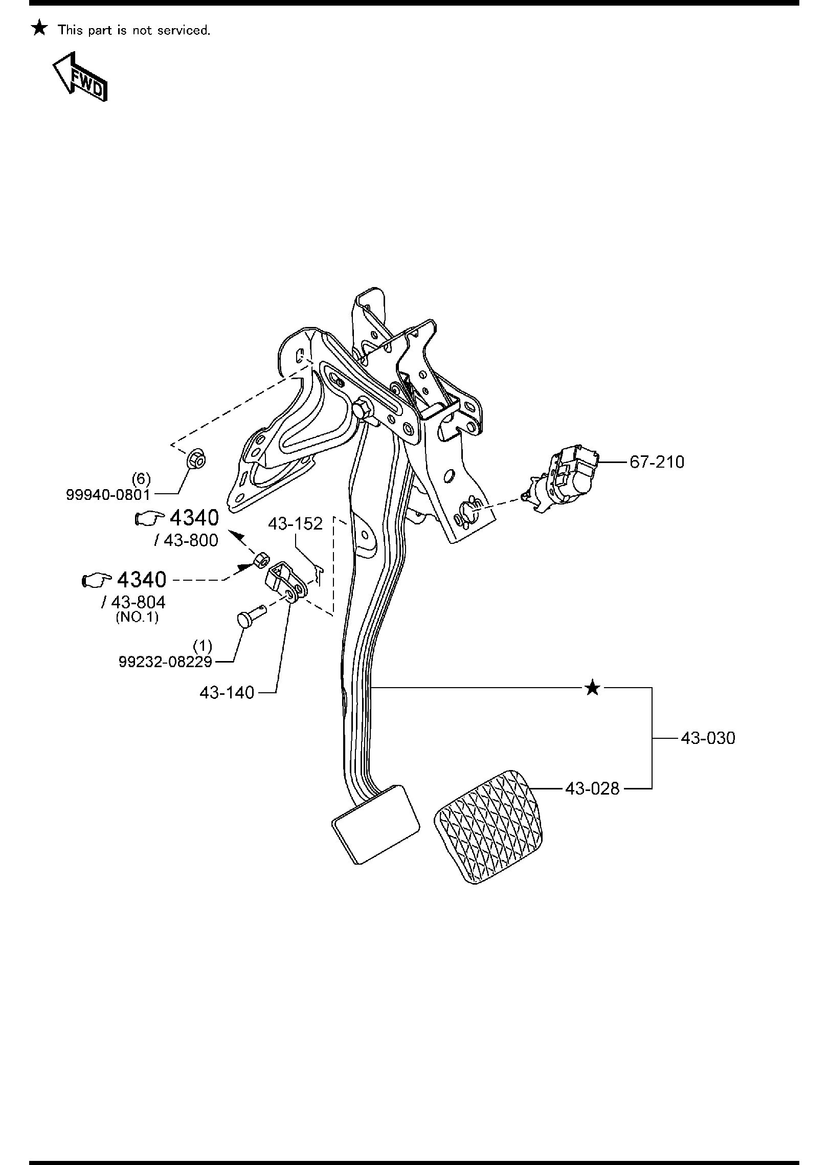Diagram BRAKE PEDAL (AUTOMATIC TRANSMISSION) for your Mazda