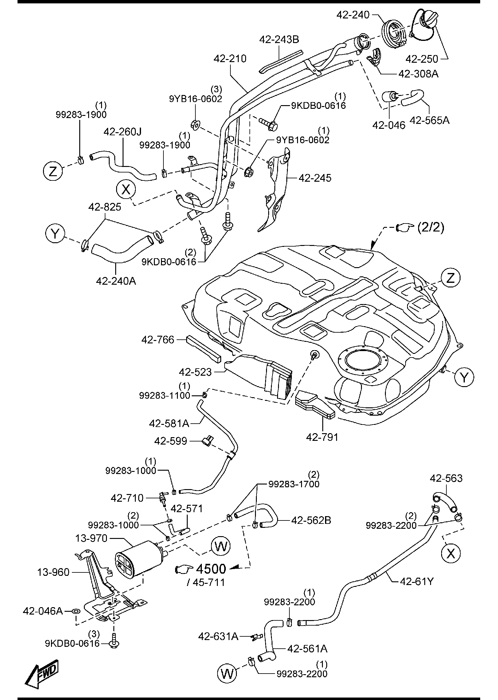 Diagram FUEL TANK (2WD)(MEXICO) for your 2025 Mazda CX-30   