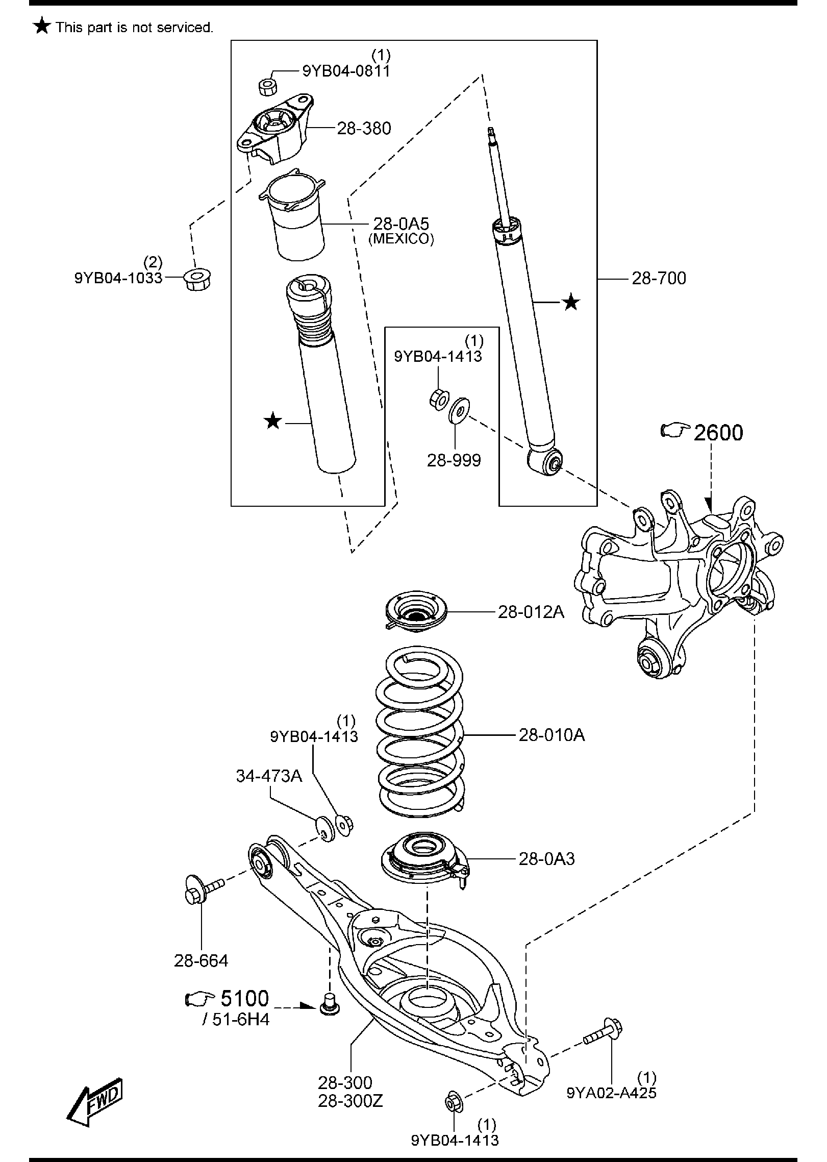 Diagram REAR SUSPENSION MECHANISMS for your Mazda