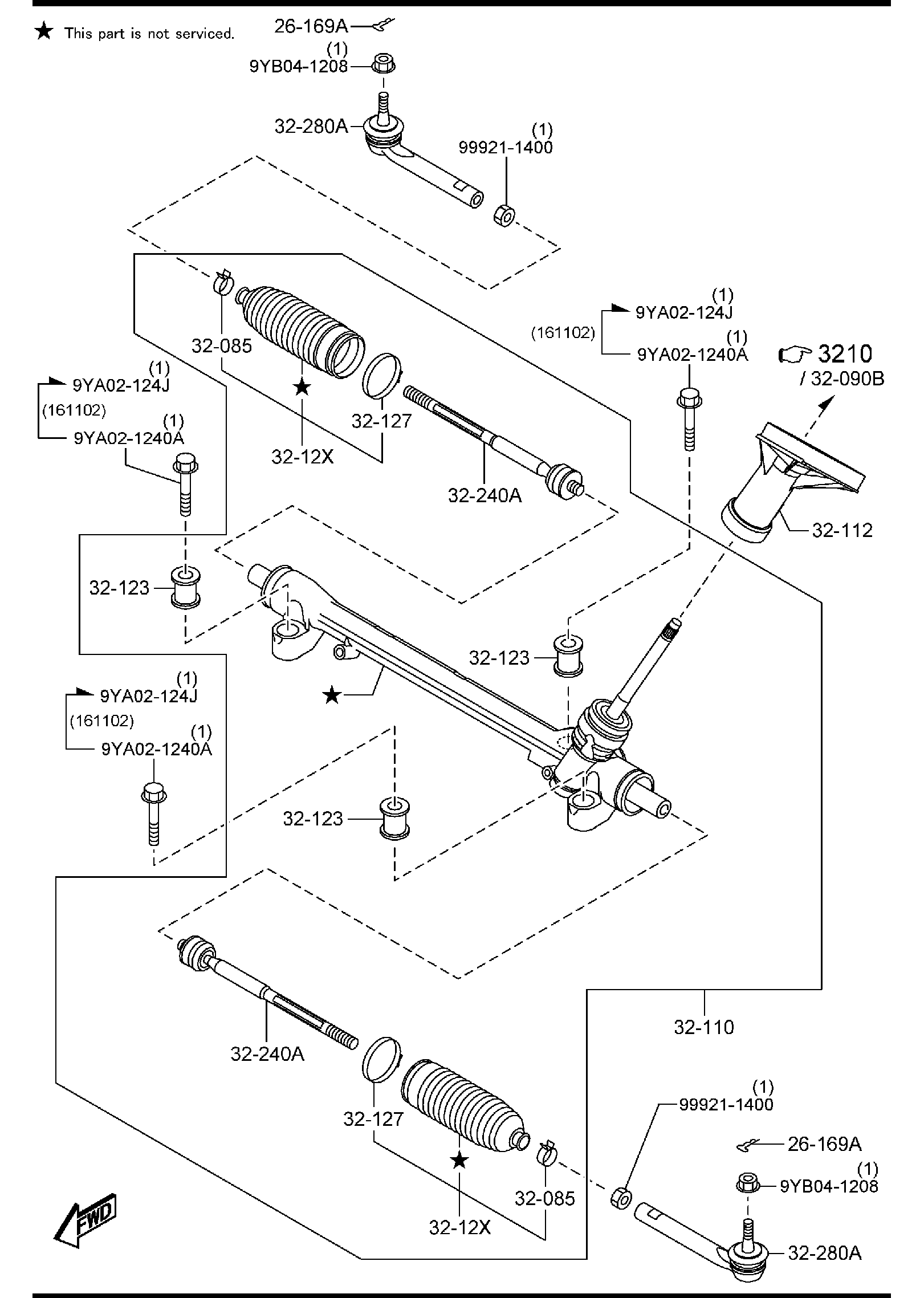 Diagram STEERING GEAR for your 2017 Mazda Mazda3  SEDAN SPORT (VIN Begins: JM1) 