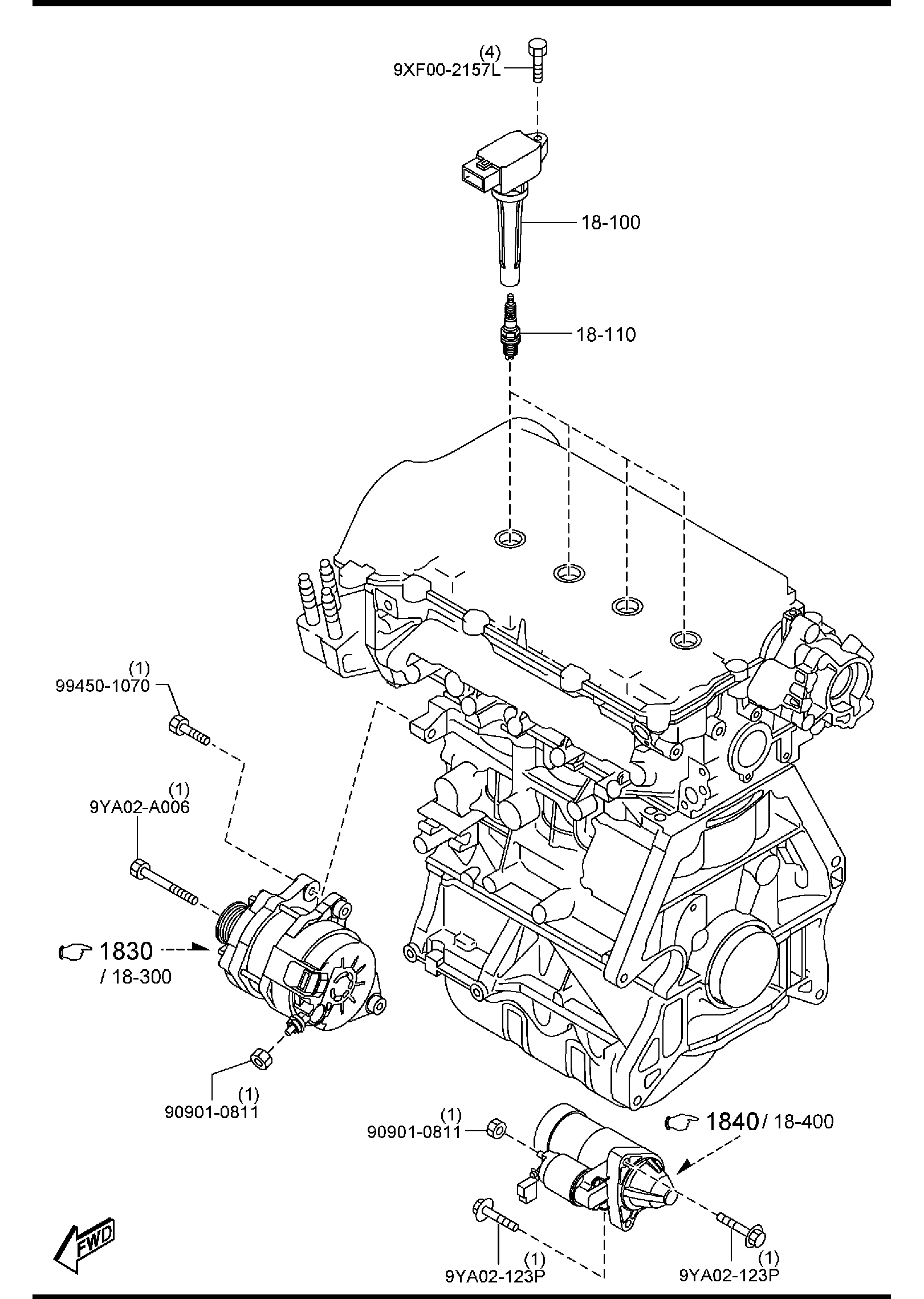 Diagram ENGINE ELECTRICAL SYSTEM for your Mazda