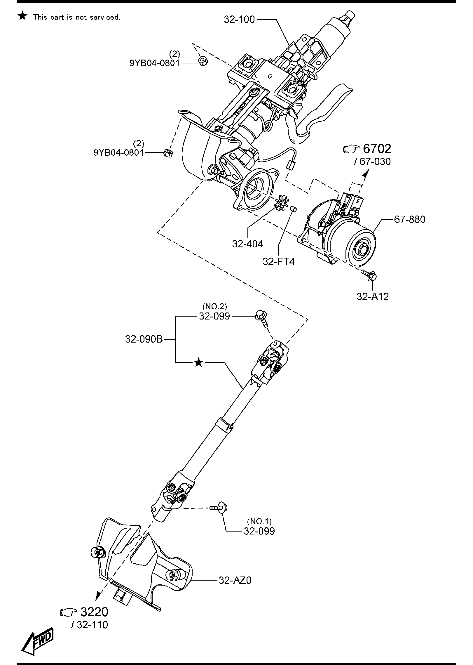 Diagram STEERING COLUMN & SHAFTS for your Mazda