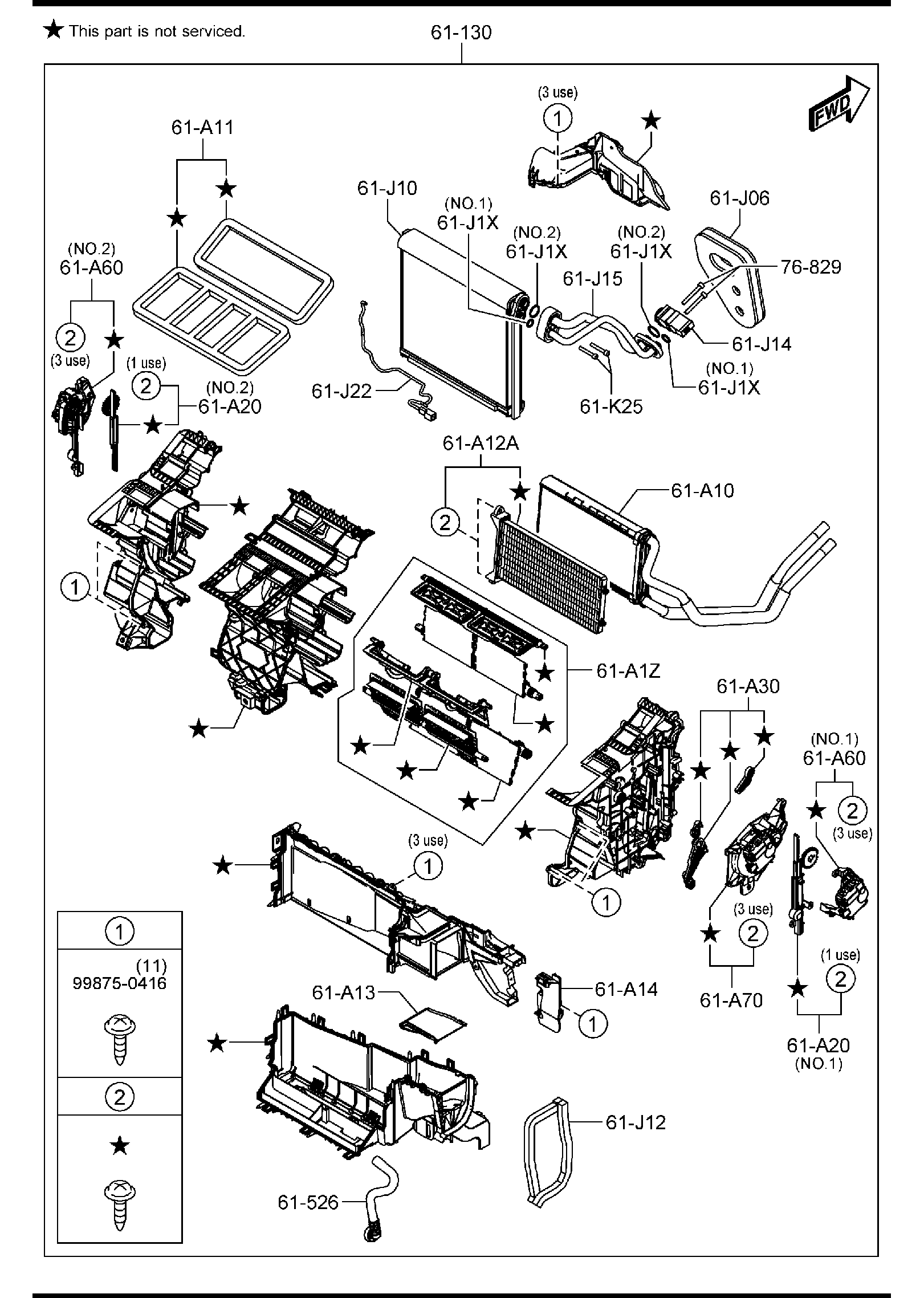 Diagram FRONT HEATER UNIT COMPONENTS for your 2019 Mazda MX-5 Miata   