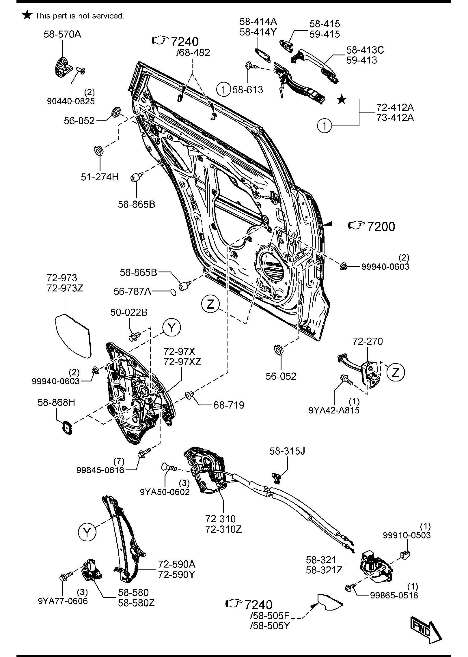 Diagram REAR DOOR MECHANISM for your Mazda CX-9  