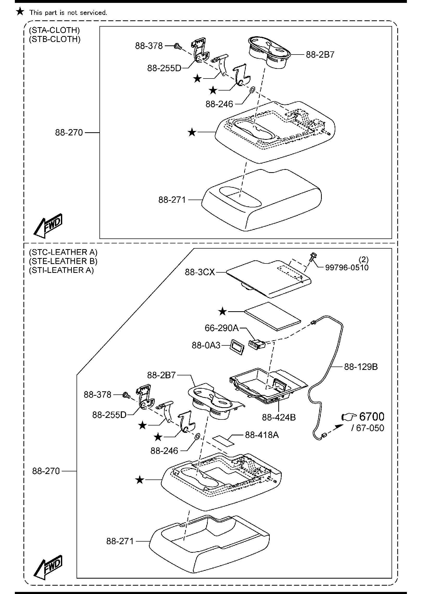 Diagram REAR SEATS (U.S.A. & CANADA) for your Mazda
