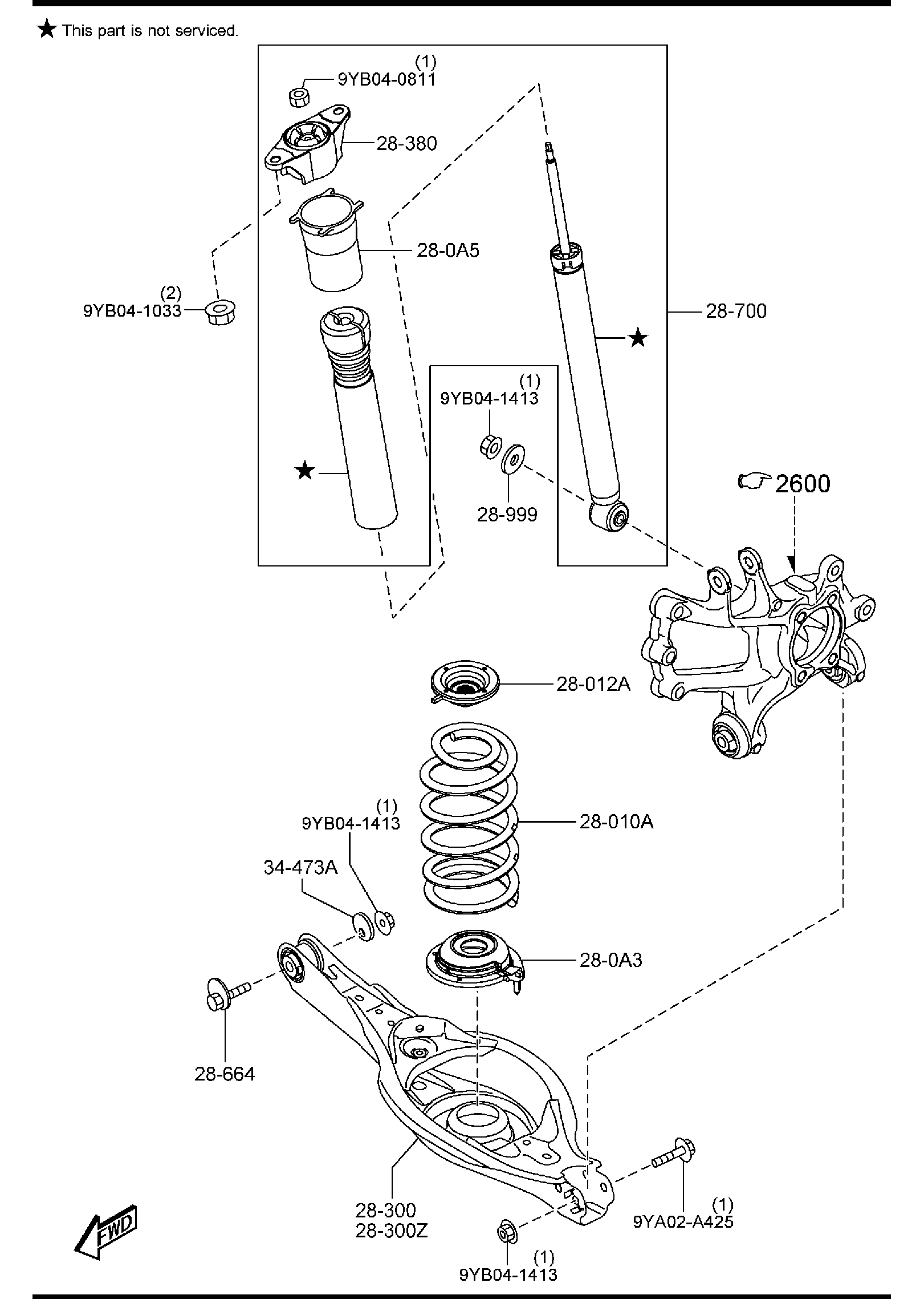 Diagram REAR SUSPENSION MECHANISMS for your 2025 Mazda CX-50 HYBRID   