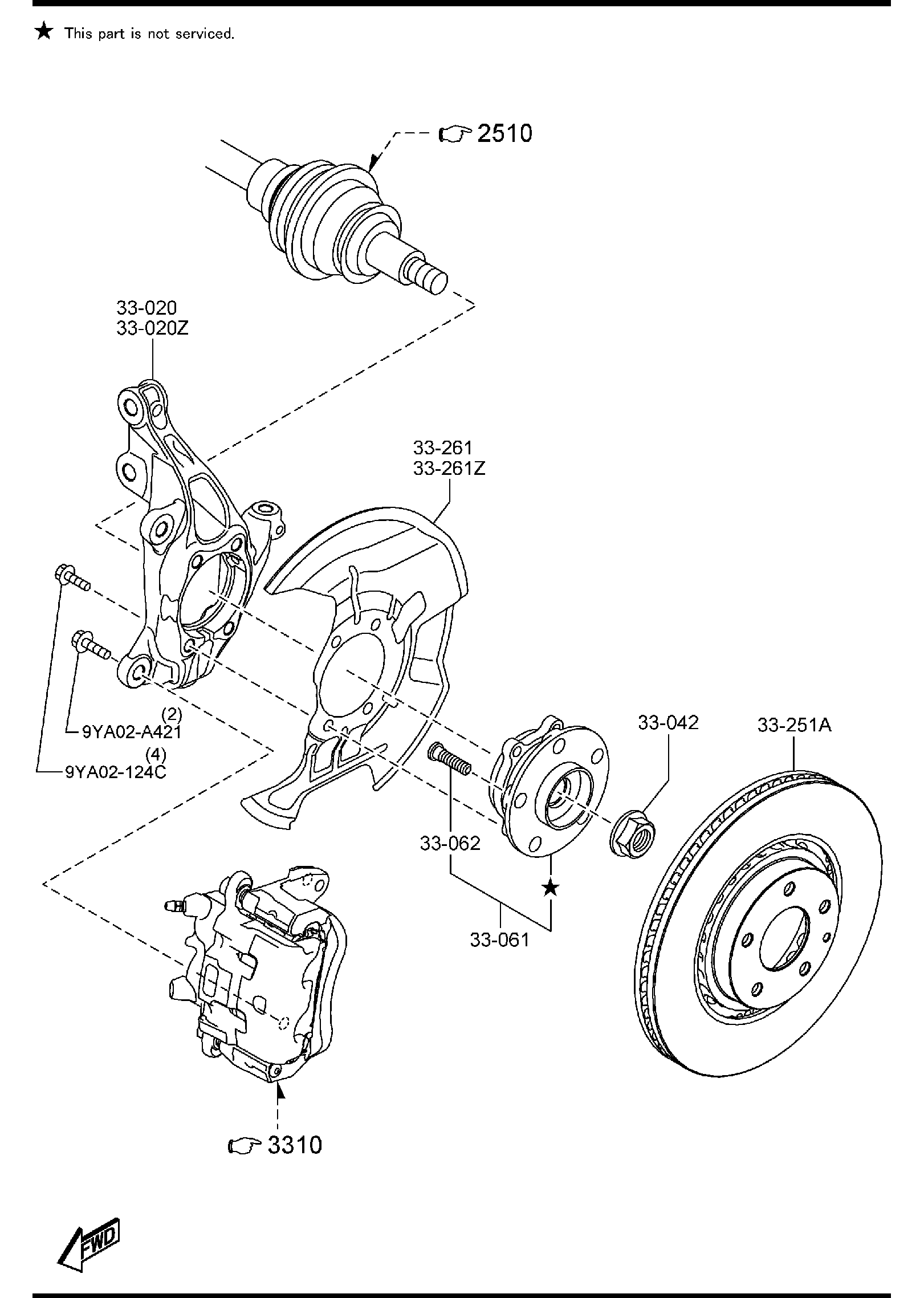 Diagram FRONT AXLE for your 2018 Mazda Mazda3   