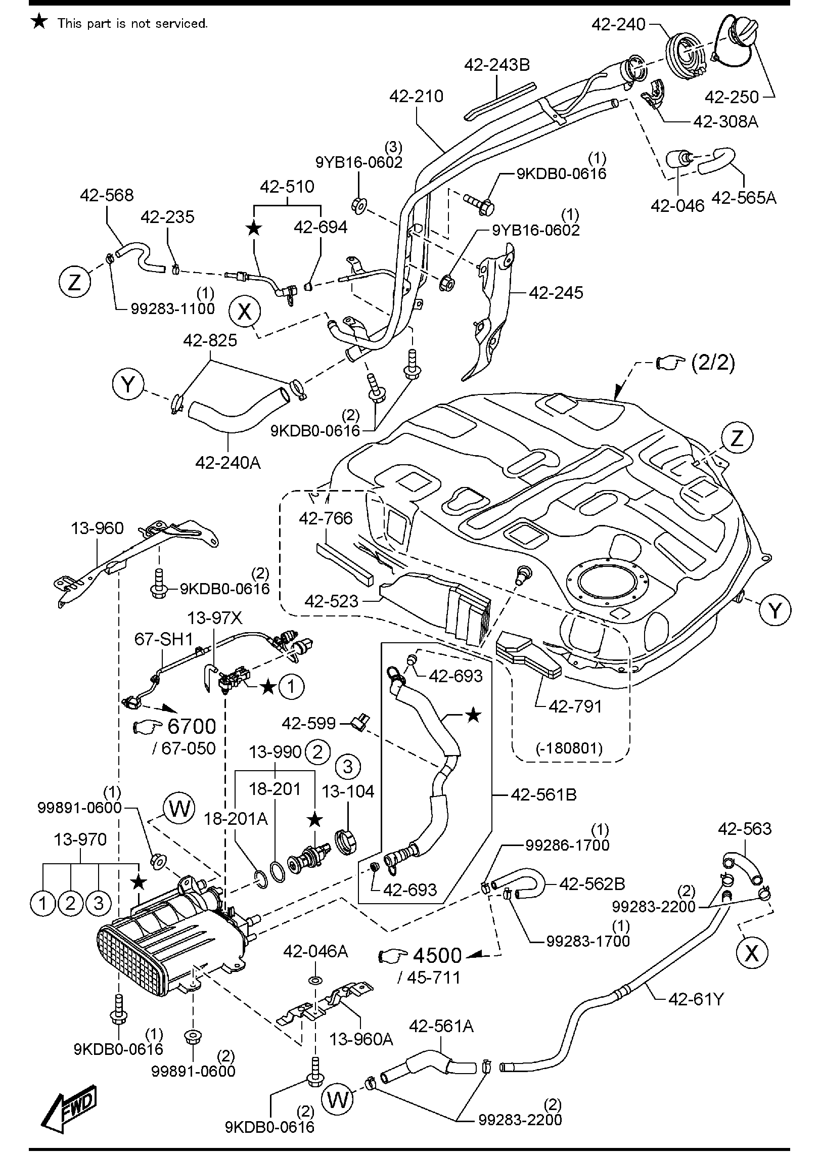Diagram FUEL TANK (2WD)(USA/CAN) for your 2005 Mazda Mazda6  SEDAN SPORT 